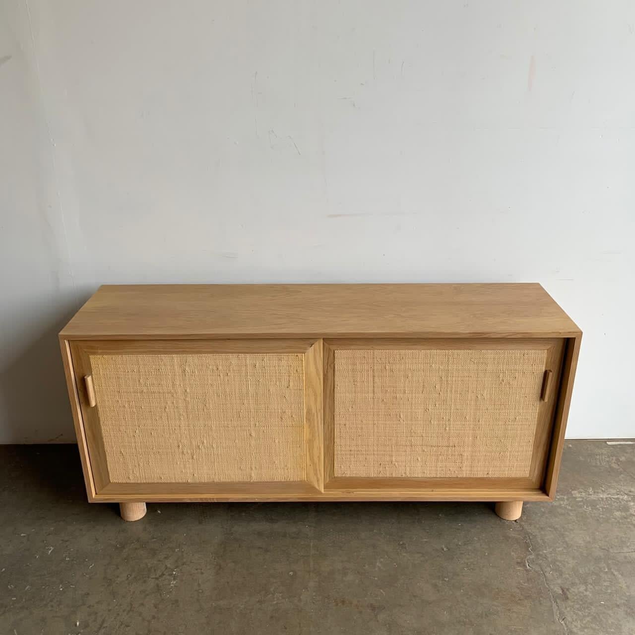 Mid-Century Modern Made To Order White Oak Cane Credenza For Sale