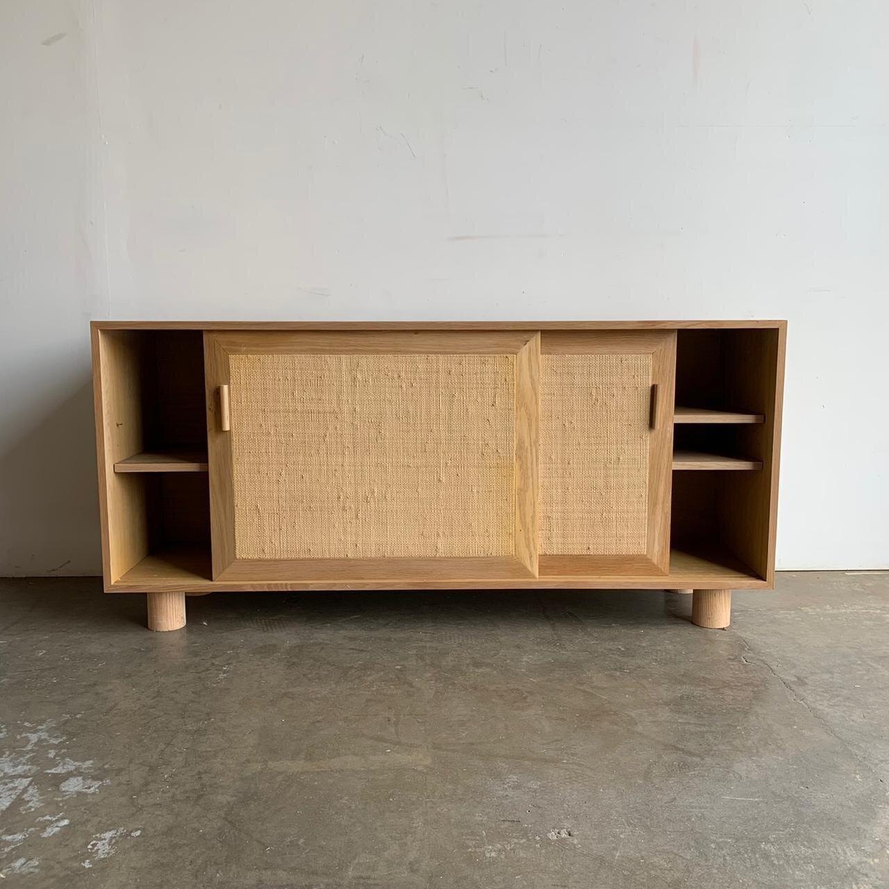 Made To Order White Oak Cane Credenza In Good Condition For Sale In Los Angeles, CA