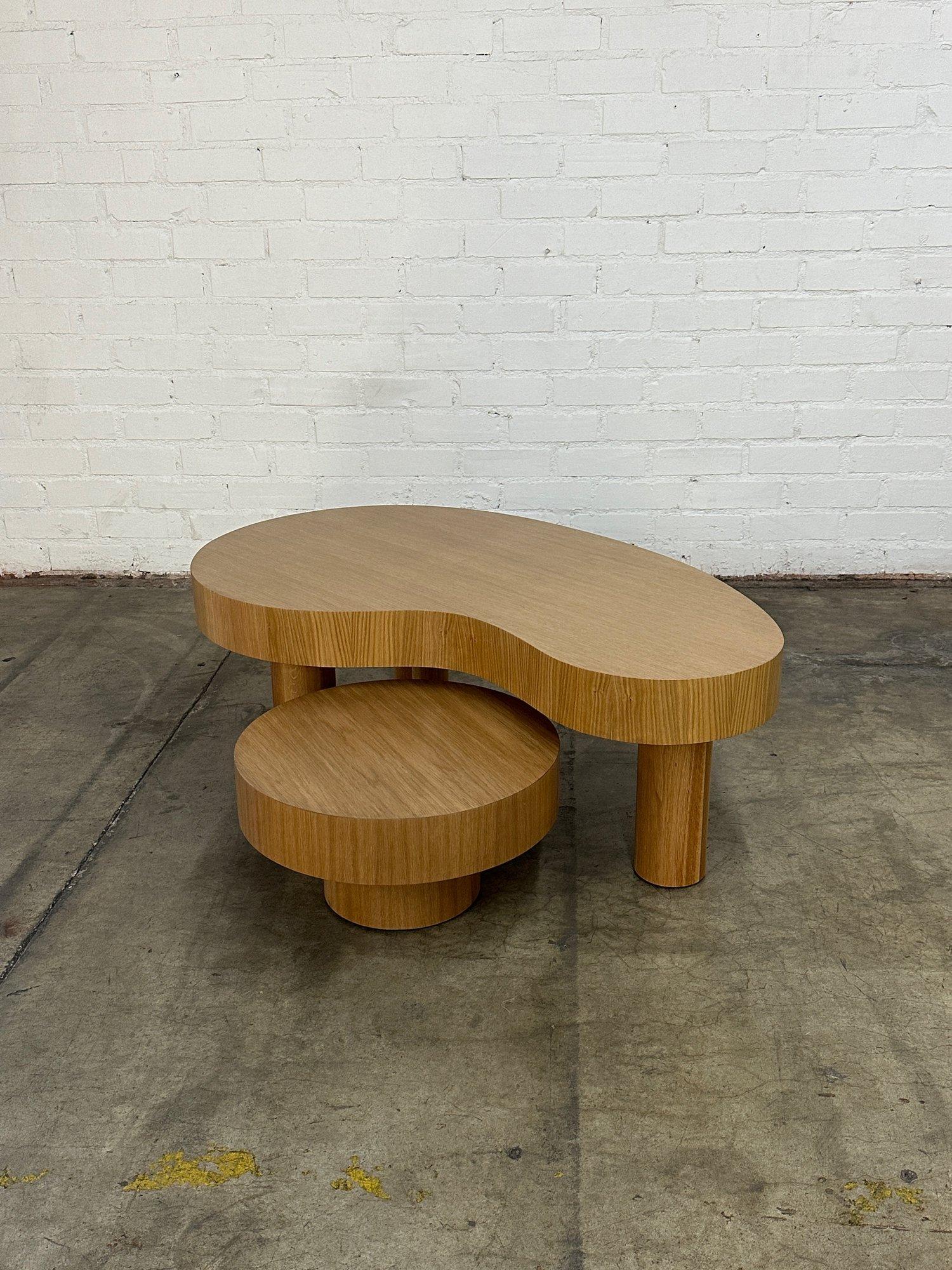 Contemporary Made to Order- XL version two tiered kidney coffee table set For Sale