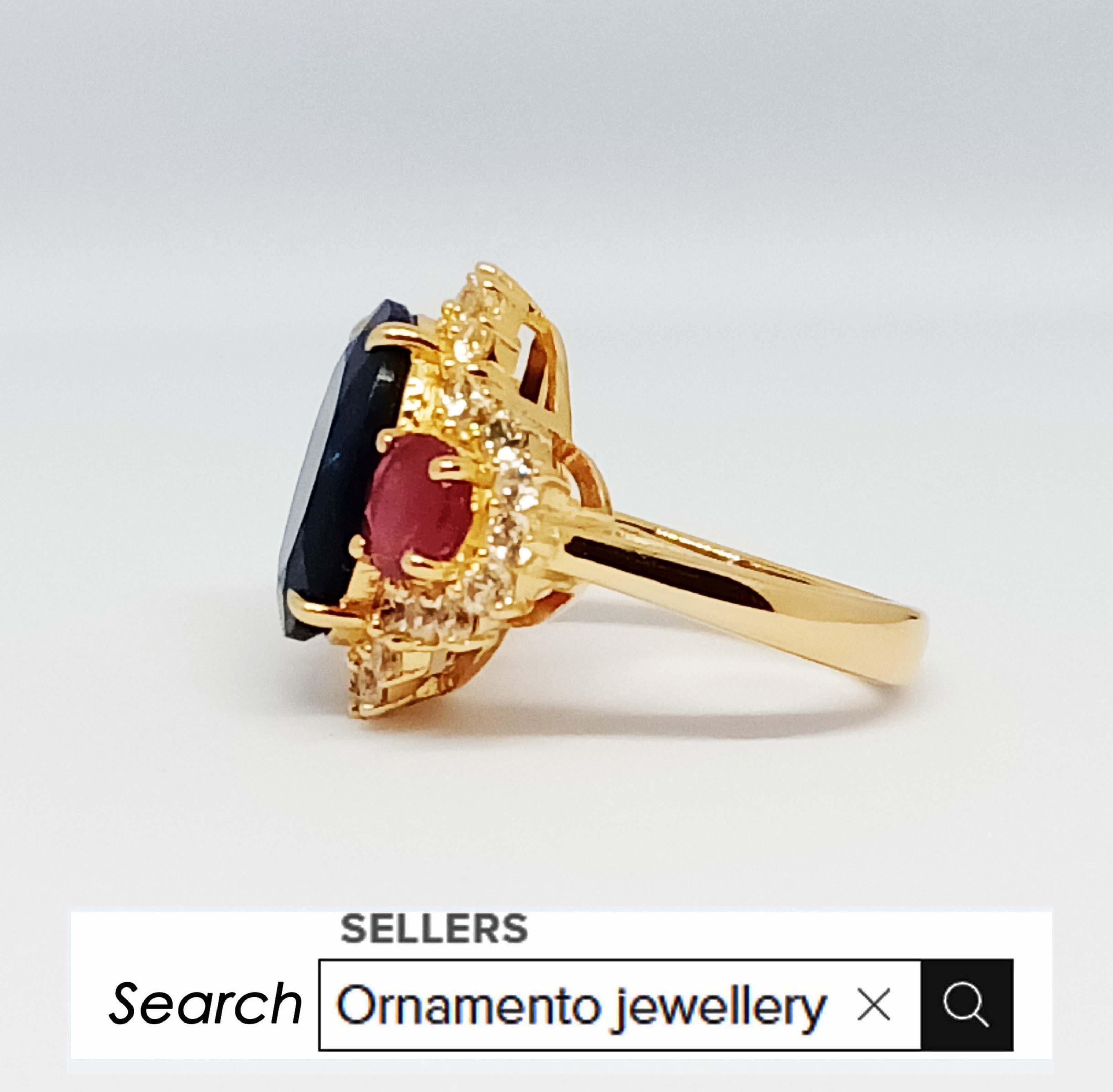 Hecho a medida(Oro macizo 10K) Anillo de ópalo negro con rubí. Oro macizo de 10 quilates Corte oval en venta