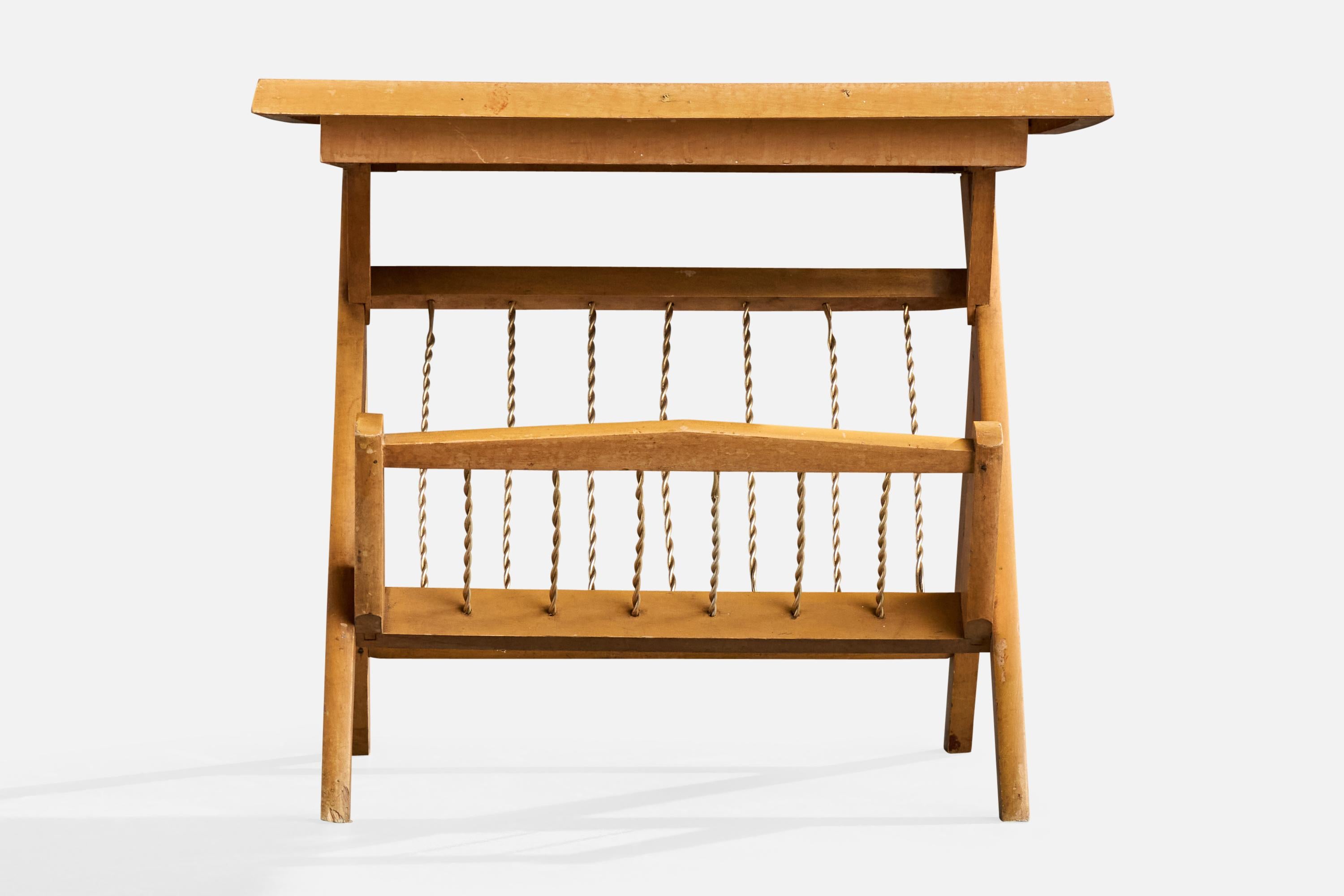 Mid-Century Modern Madebel LTDA, Side Table, Wood, Metal, Brazil, 1950s For Sale