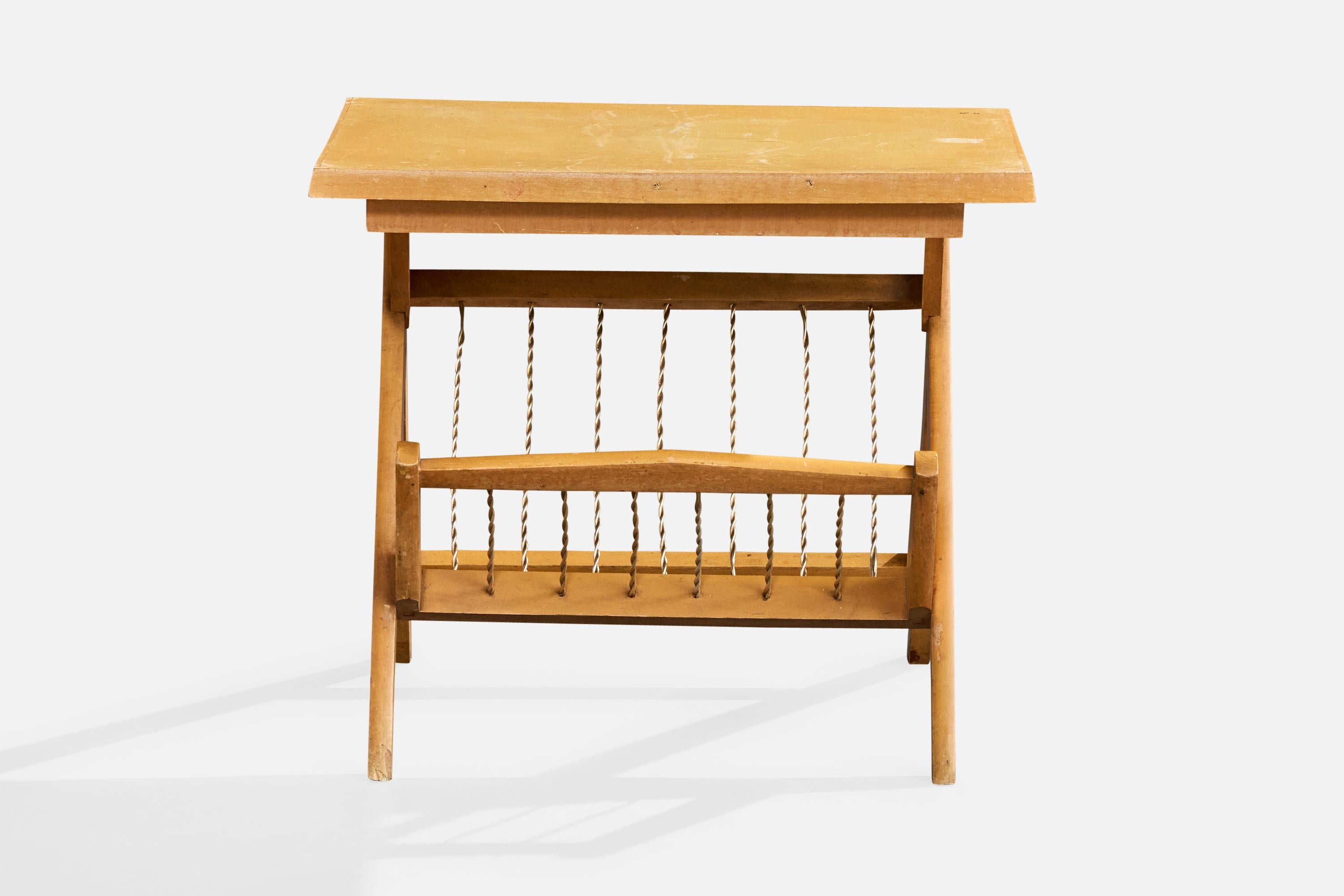 Brazilian Madebel LTDA, Side Table, Wood, Metal, Brazil, 1950s For Sale