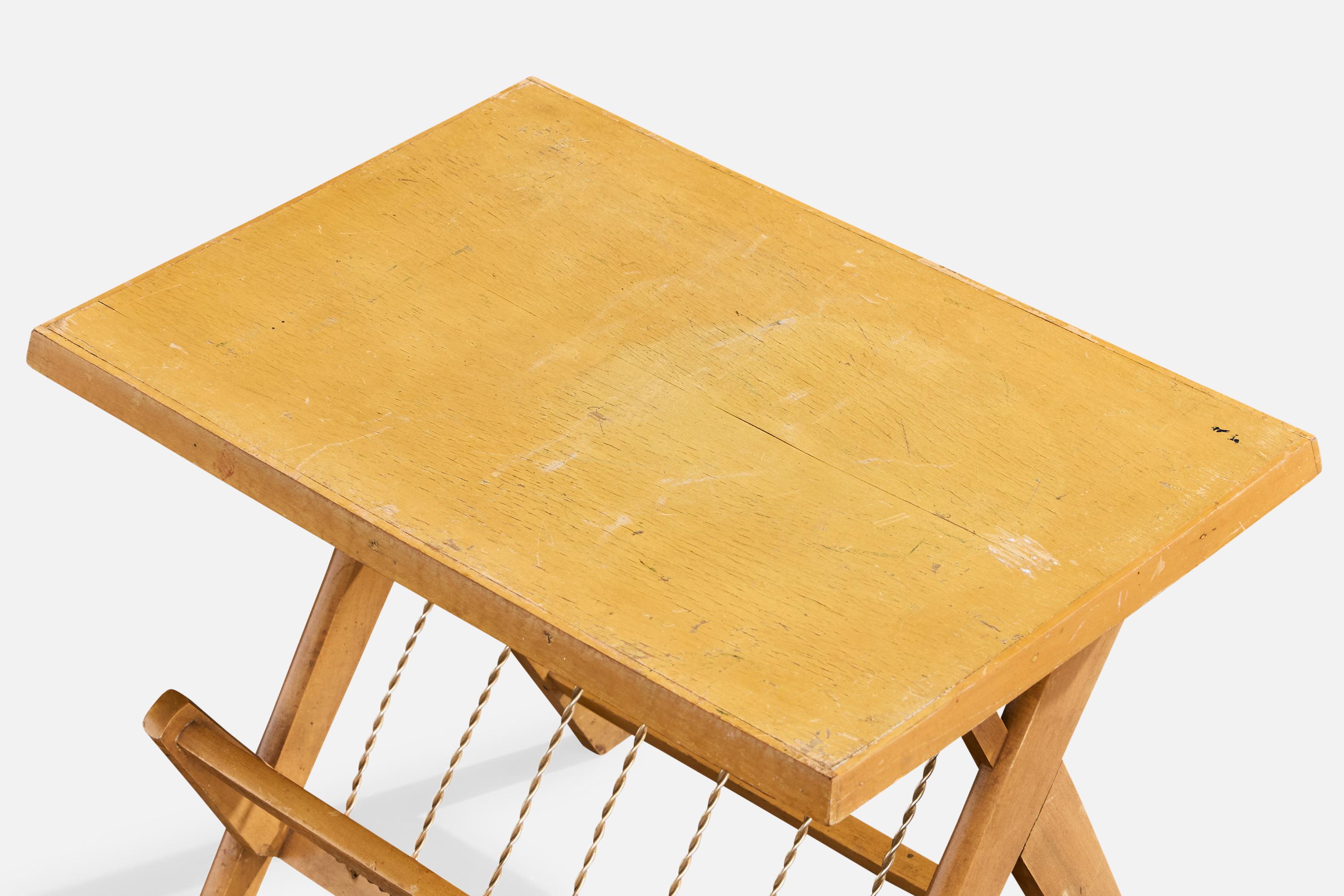 Madebel LTDA, Side Table, Wood, Metal, Brazil, 1950s In Good Condition For Sale In High Point, NC