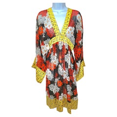 MadeInEngland DuroOlowu Silk MixedPrint KimonoSleeve SemiTransparentDress, 2004