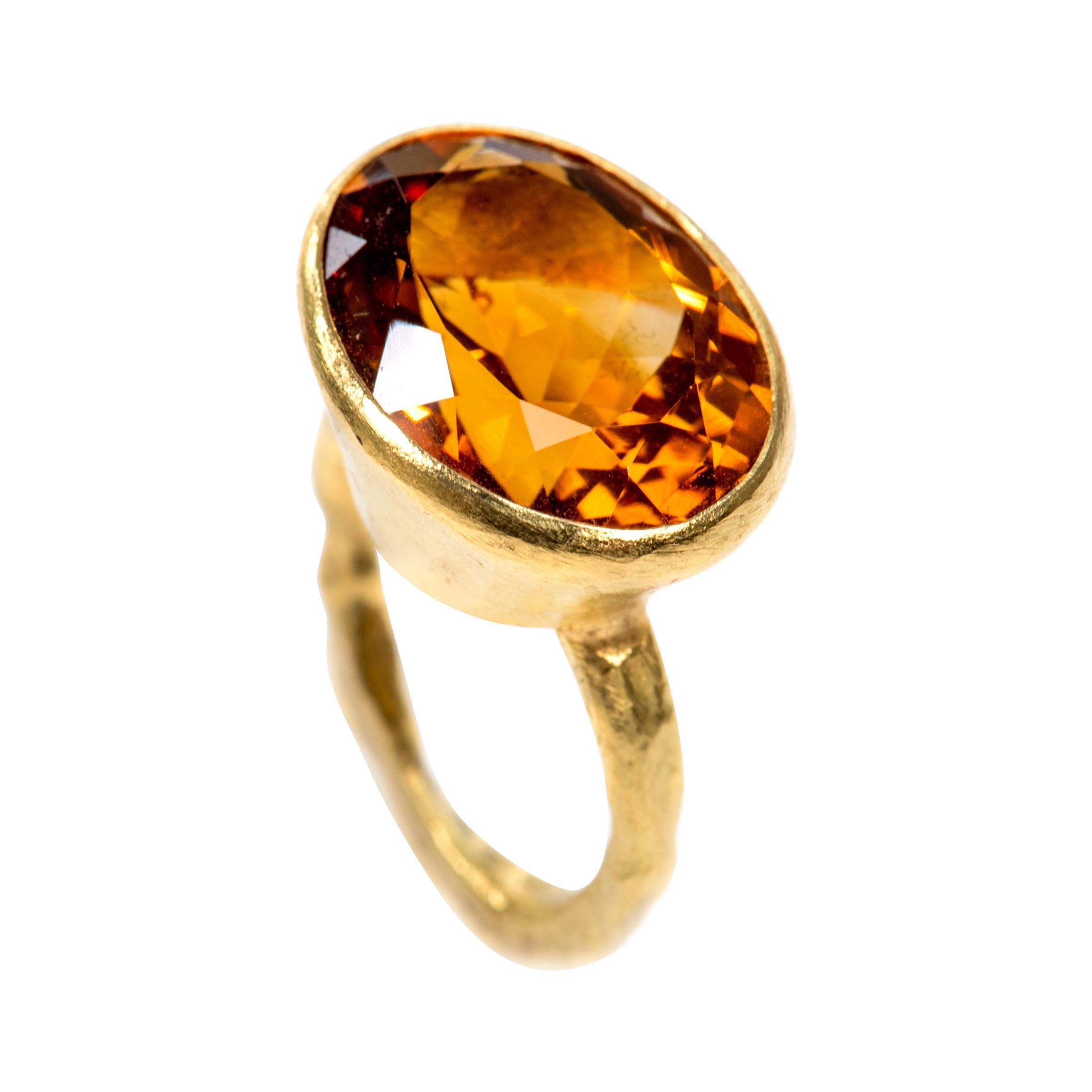 Madeira Citrine 18 Karat Gold Ring Handmade by Disa Allsopp For Sale