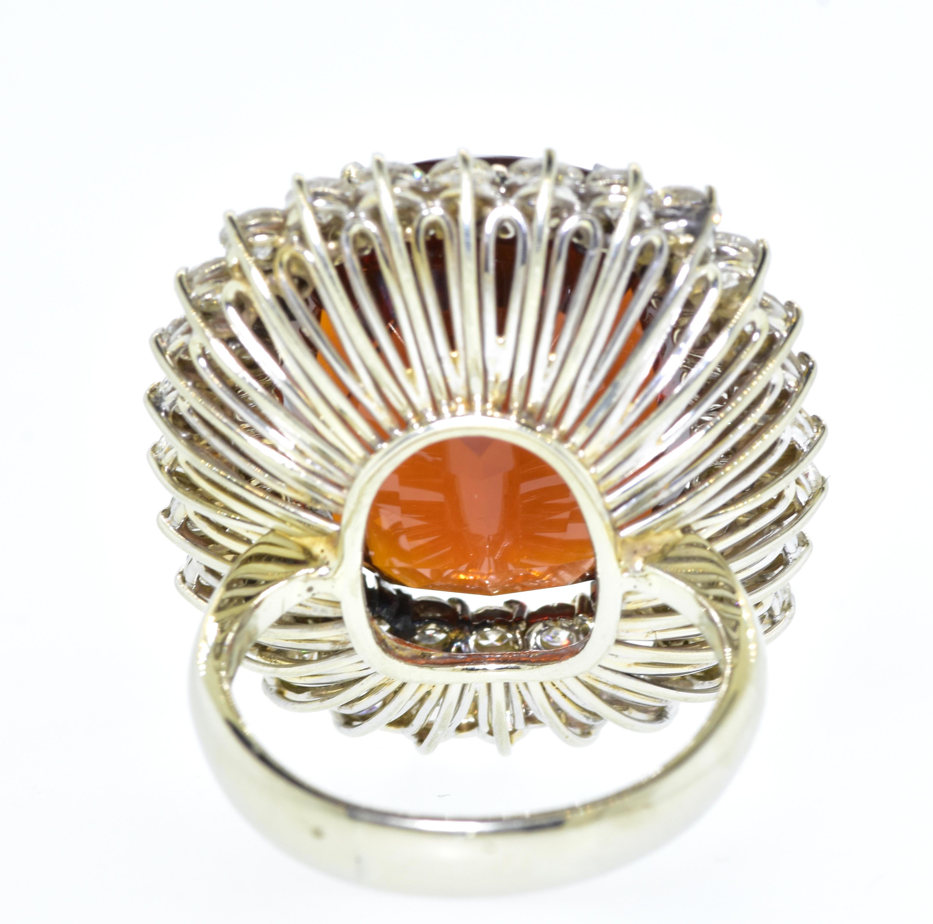 Madeira Citrine, 35 Carats., & Diamond Impressive Large 18k Ring, circa 1960 3