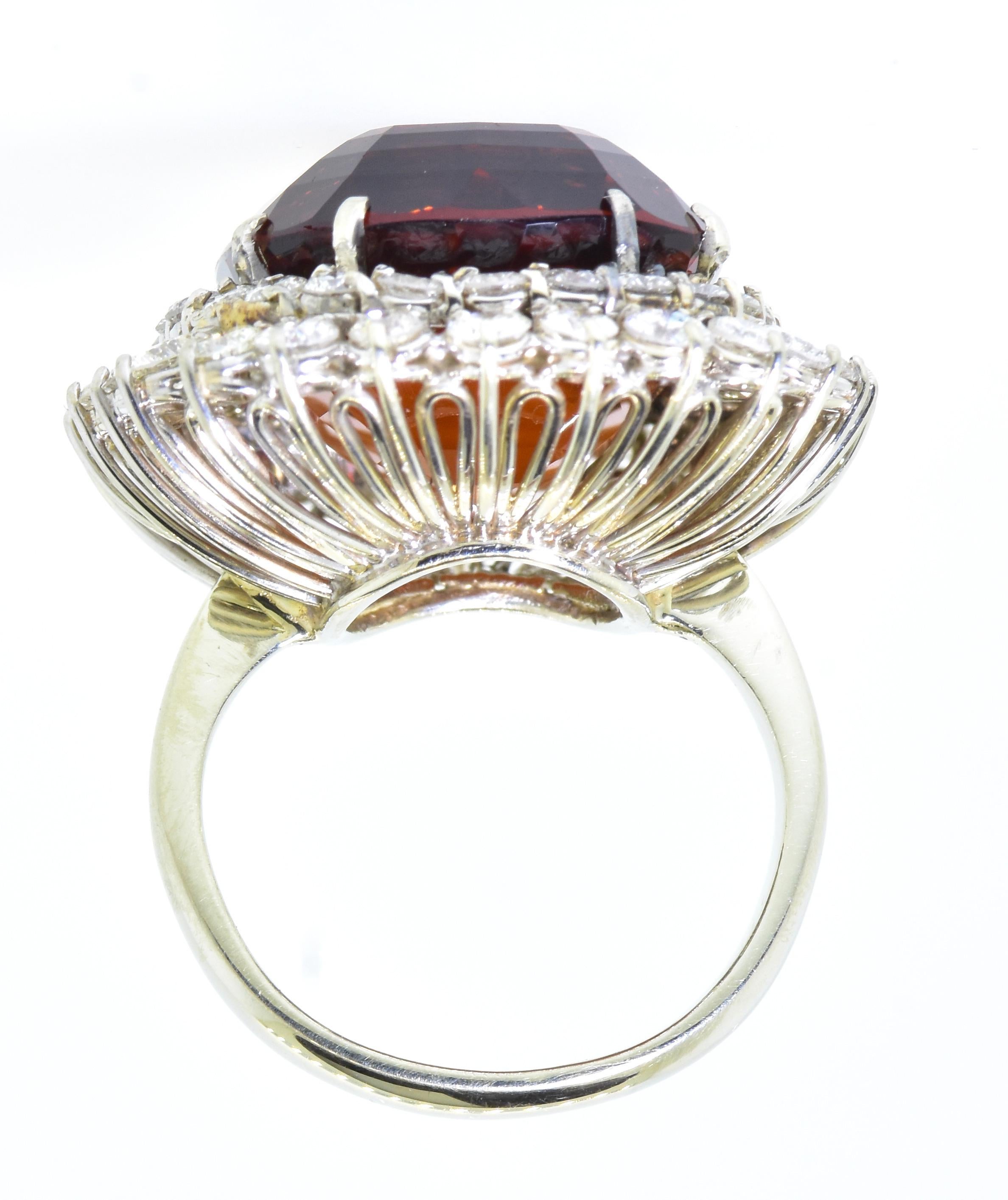 Madeira Citrine, 35 Carats., & Diamond Impressive Large 18k Ring, circa 1960 4