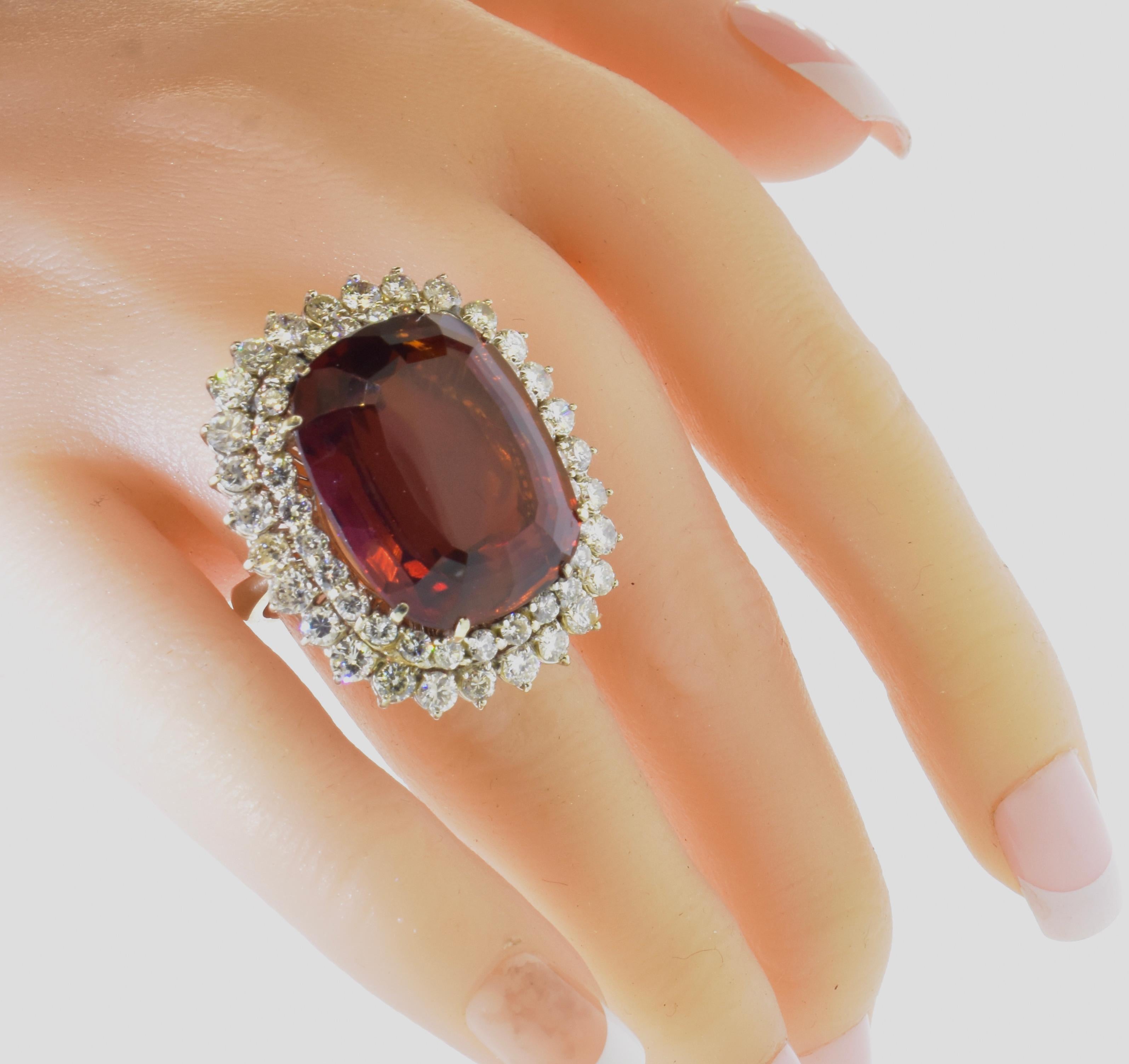 Madeira Citrin, 35 Karat, & Diamant Beeindruckender großer 18K Ring, um 1960 (Zeitgenössisch)
