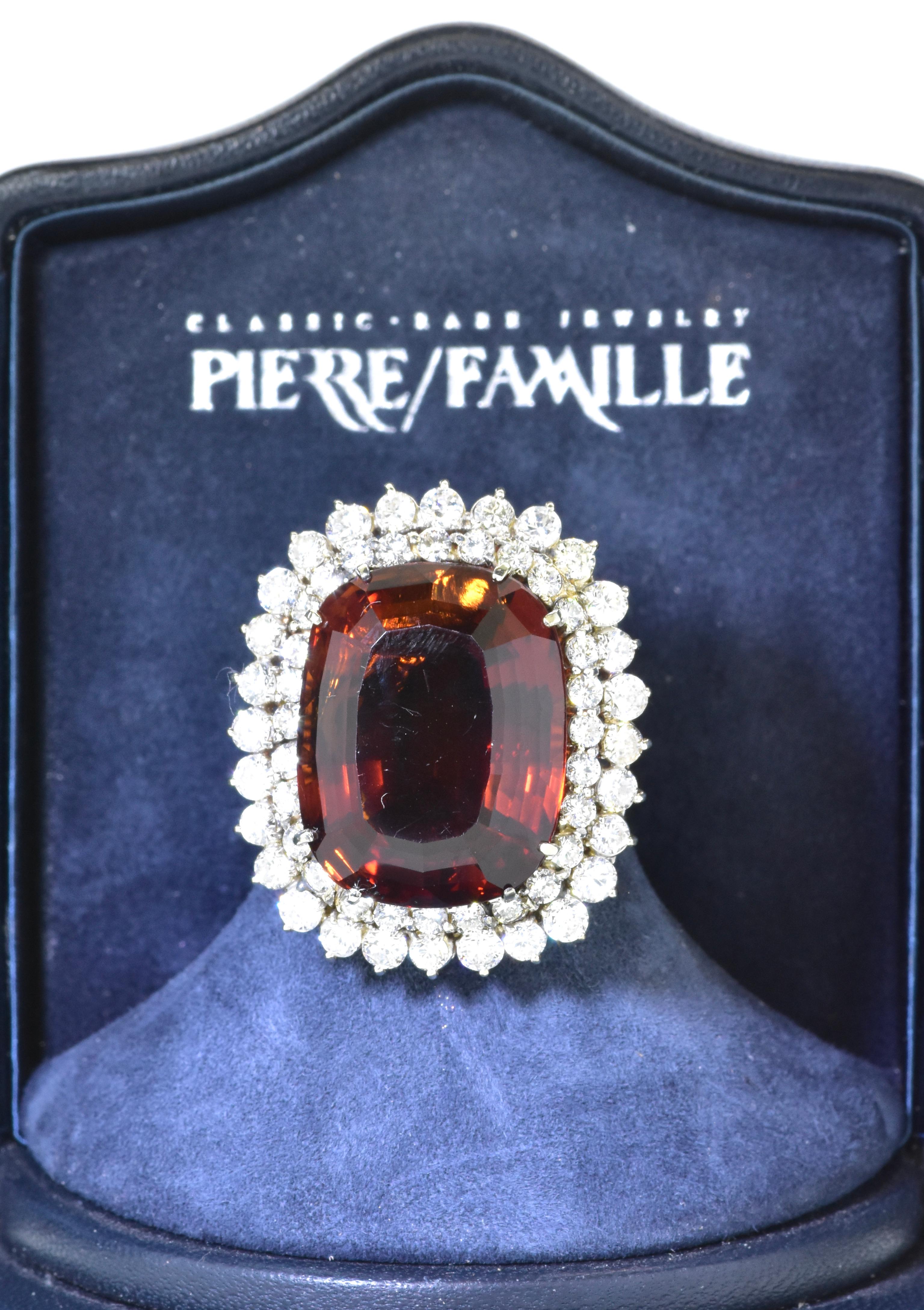 Madeira Citrine, 35 Carats., & Diamond Impressive Large 18k Ring, circa 1960 In Excellent Condition In Aspen, CO