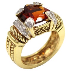 14K Yellow Gold Ring Featuring Orange Madeira Citrine 5.65 Carats