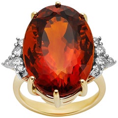 Madeira Citrine and Diamond 18 Karat Yellow Gold Ring