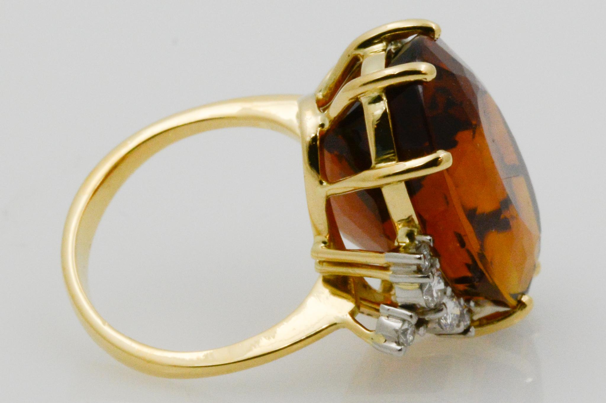 Women's Madeira Citrine and Diamond 18 Karat Yellow Gold Ring