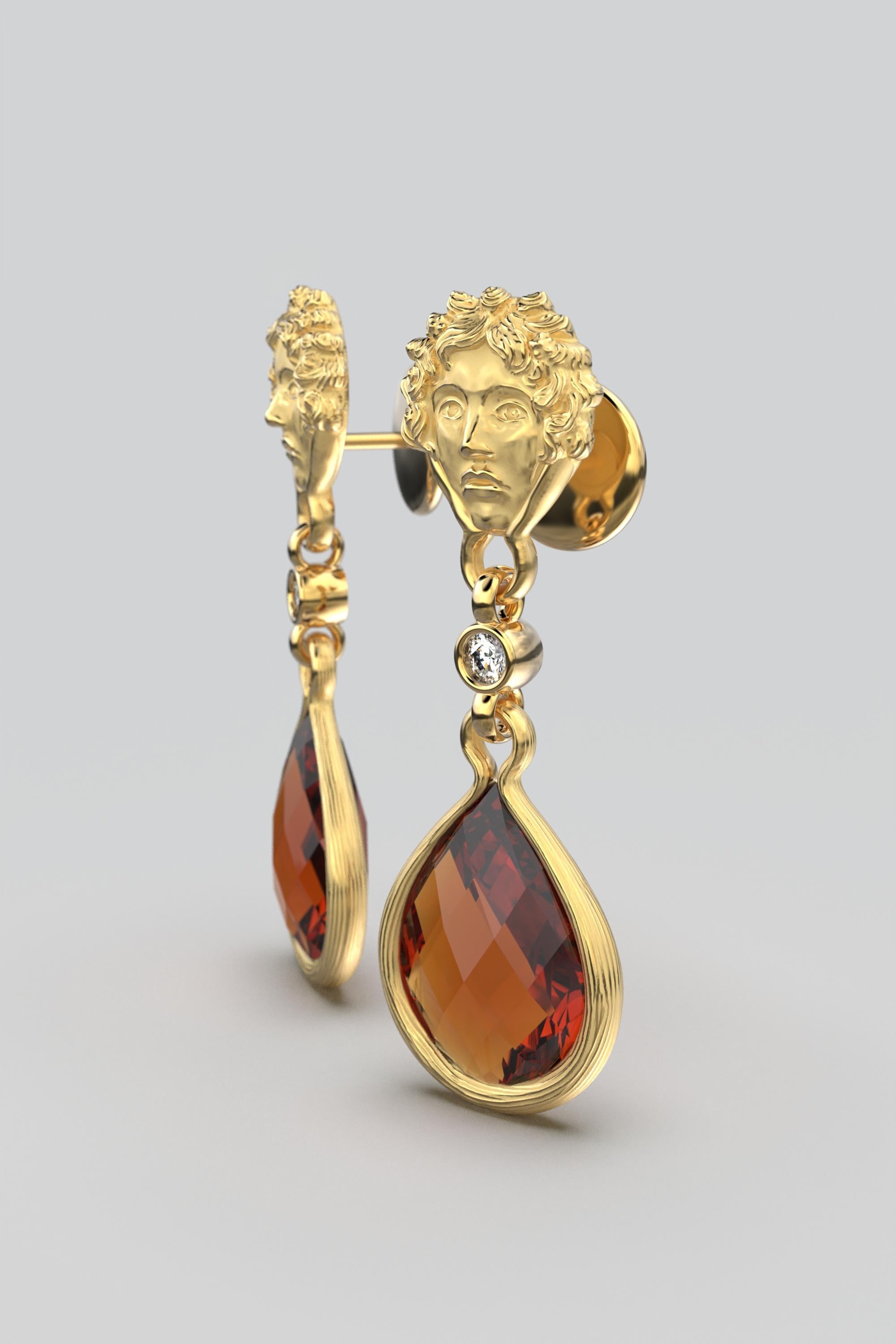 Step into a realm of opulence with our made to order Madeira Citrine Dangle Drop Gold Earrings – a testament to timeless elegance and impeccable craftsmanship. Exclusively crafted in luscious 18k solid gold, these citrine earrings showcase a design