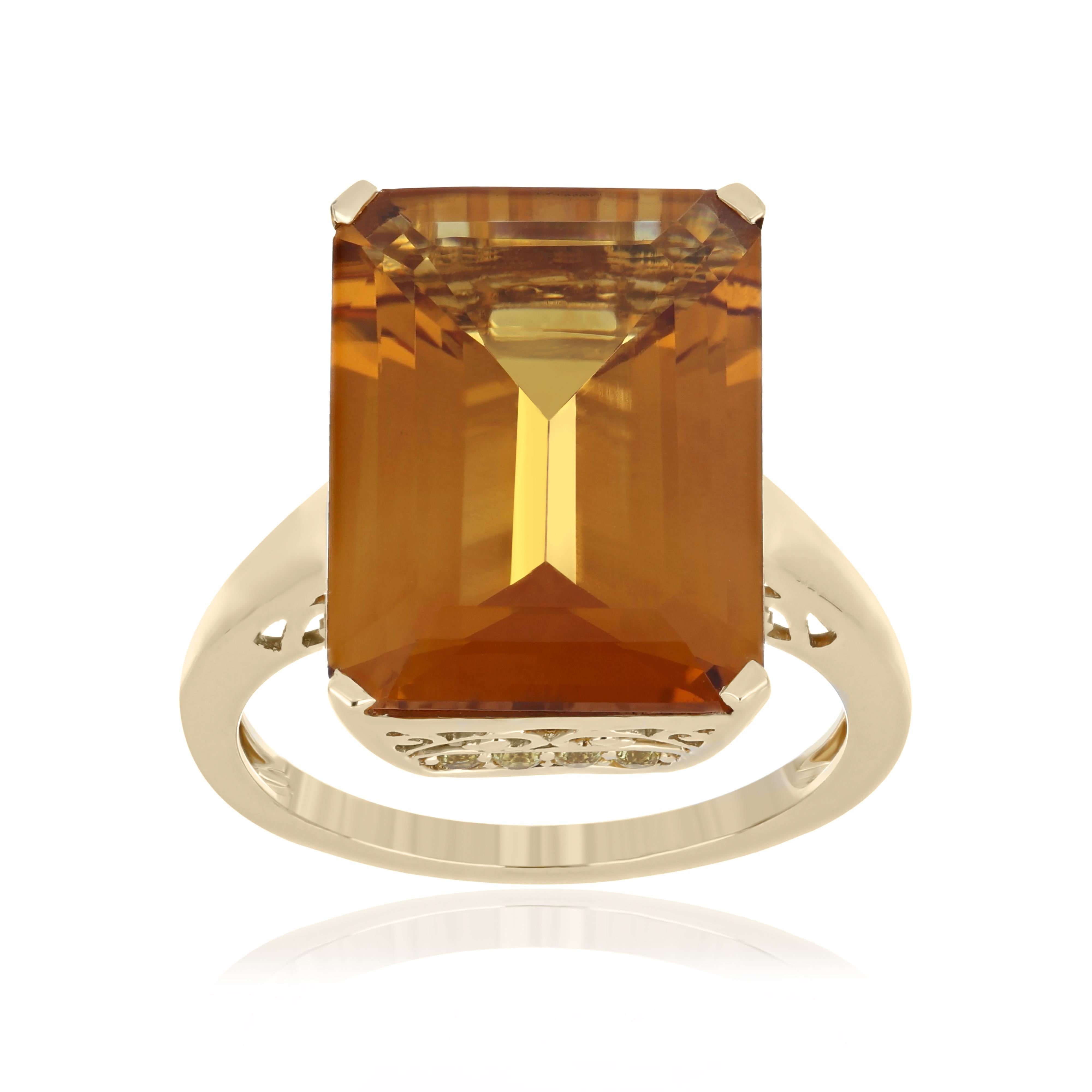 For Sale:  Madeira Citrine and Yellow Sapphire Studded Ring in 10K Yellow Gold 2