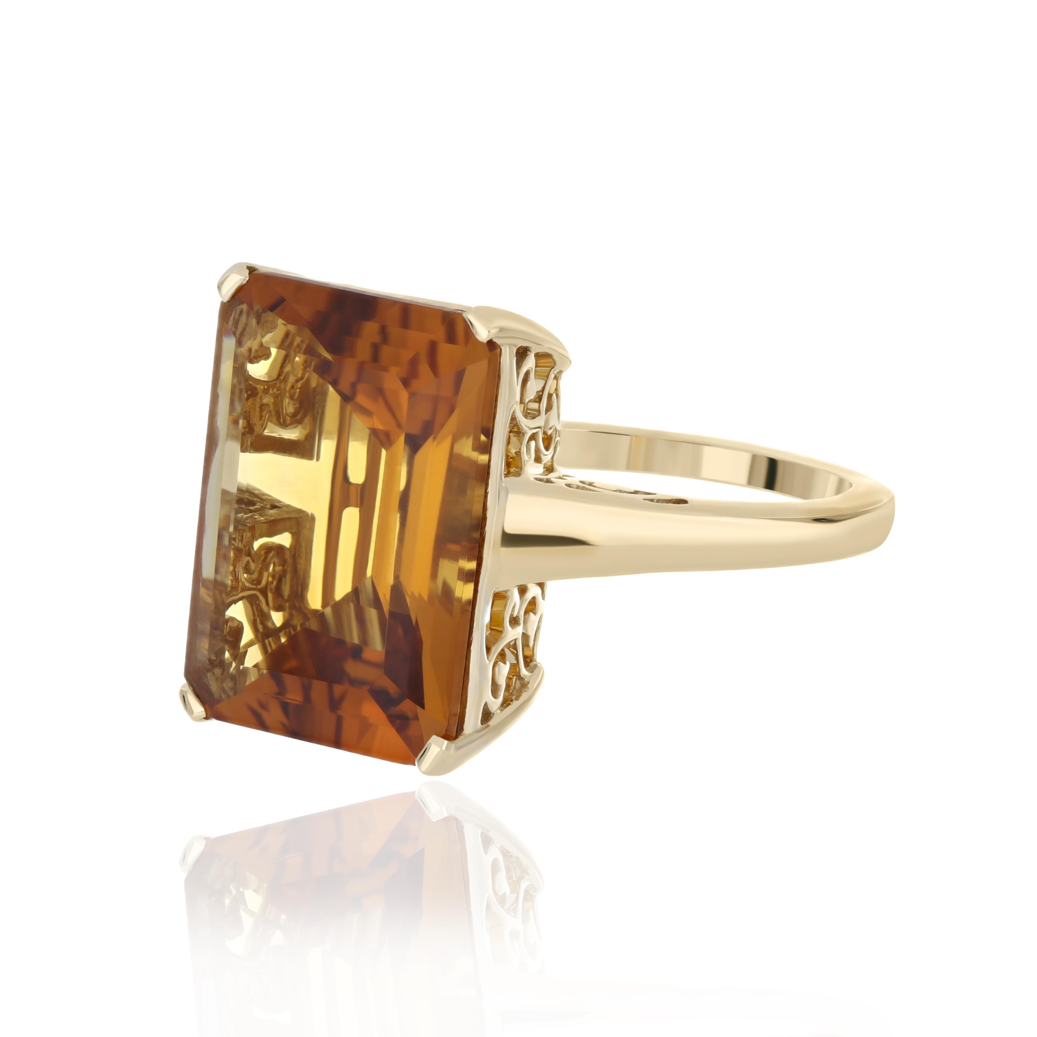 For Sale:  Madeira Citrine and Yellow Sapphire Studded Ring in 10K Yellow Gold 3