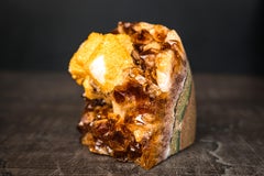 Madeira Citrine Cluster with Large Sculptural Calcite Crystal