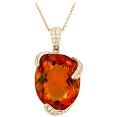 Madeira Citrine Diamond and Rose Gold Pendant