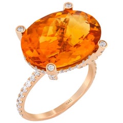 Madeira Citrine Diamond and Rose Gold Ring