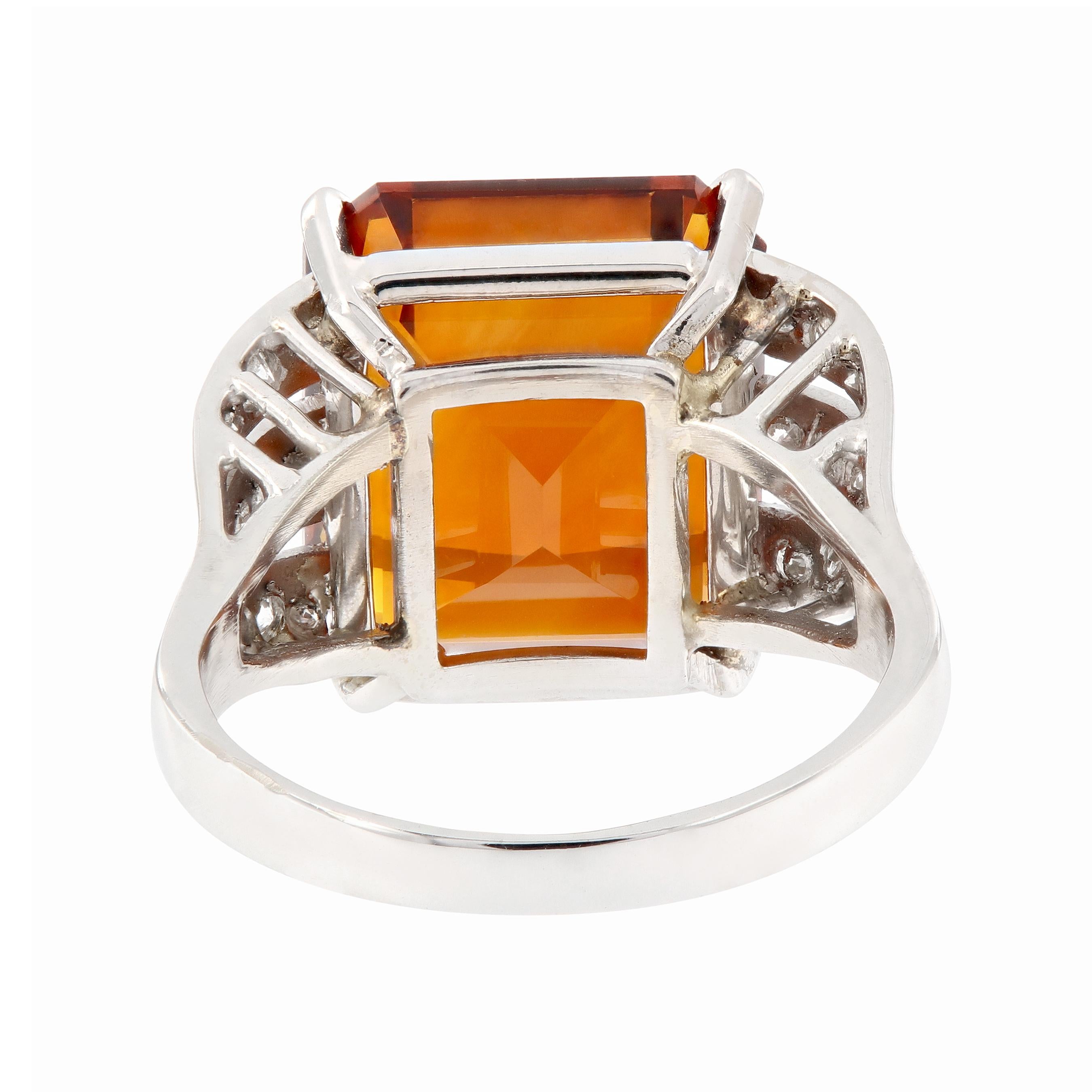Madeira Citrine Diamond Cocktail Ring In Good Condition In Troy, MI