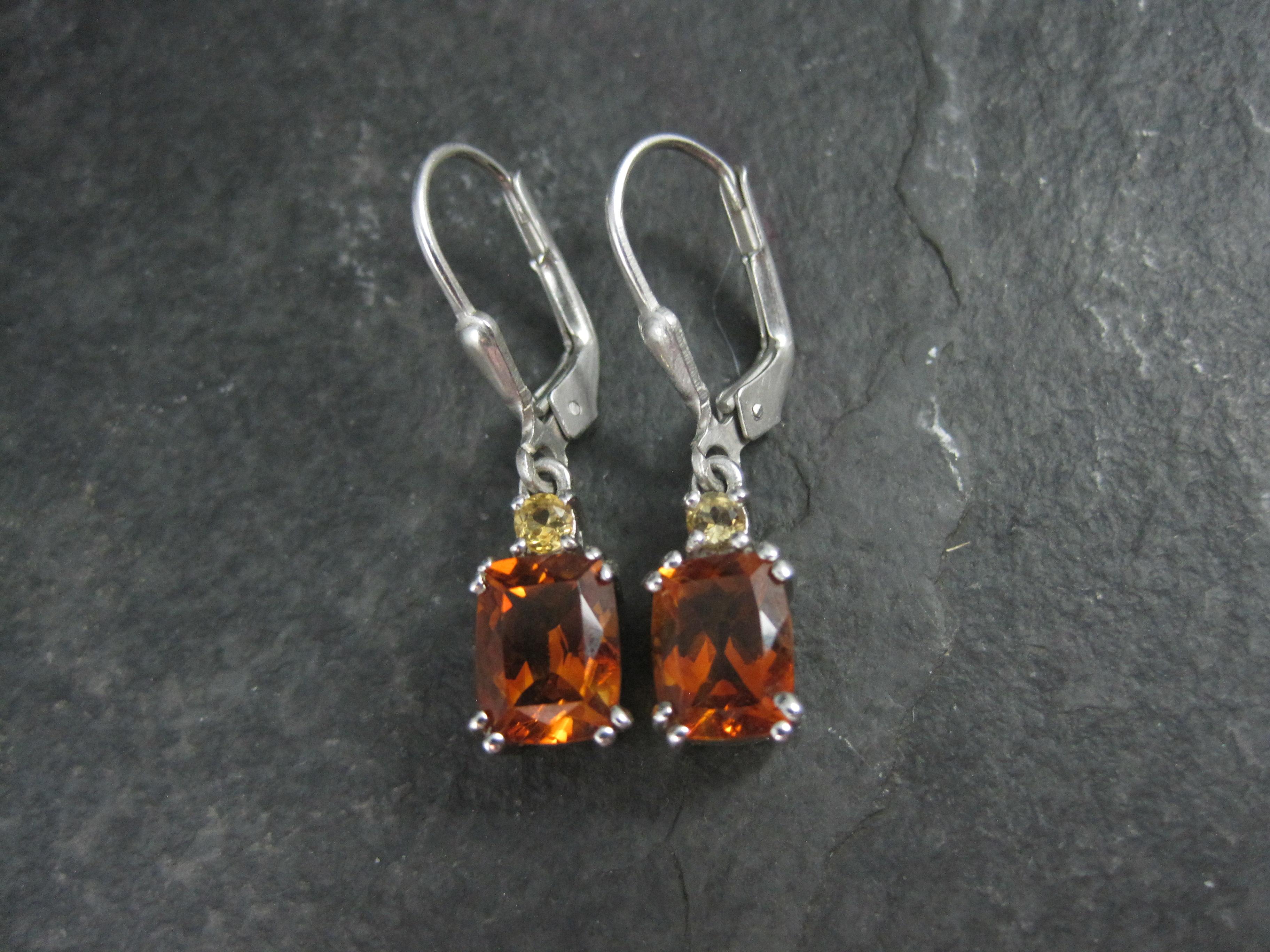Madeira Citrine Lever Back Earrings Sterling Silver In New Condition For Sale In Webster, SD