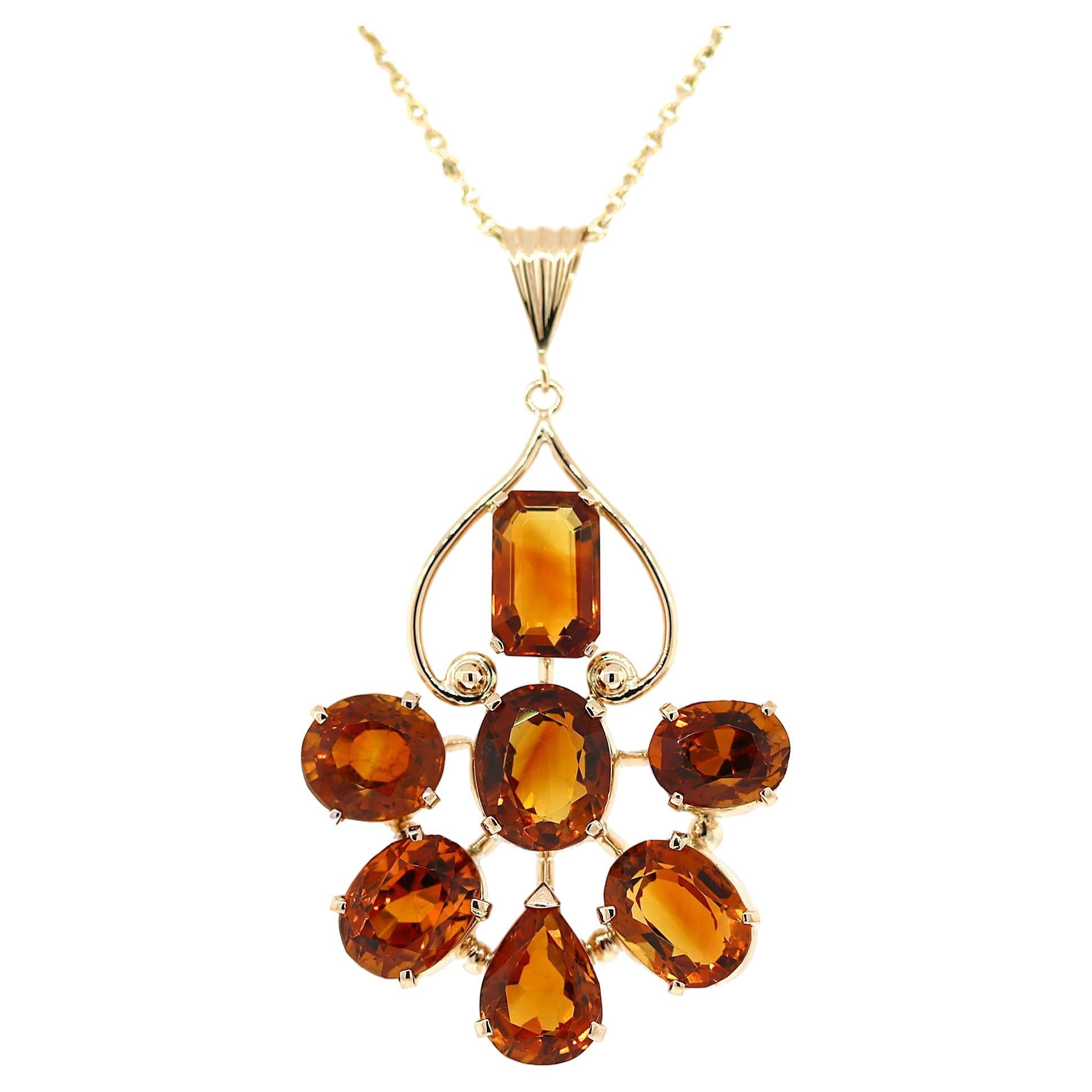 Madeira Citrine Pendant Necklace For Sale