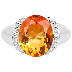 Madeira Citrine Ring With White Topaz 3.9 Carats Sterling Silver
