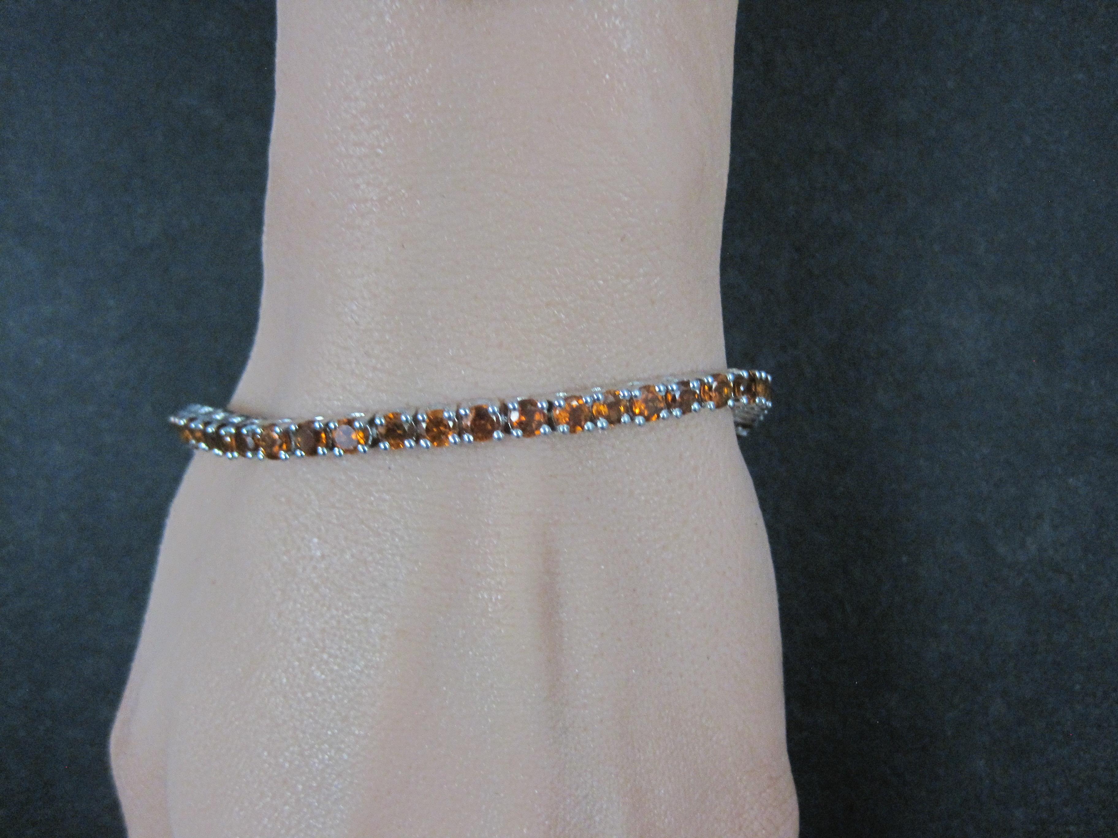 Madeira Citrine Tennis Bracelet Sterling Silver 7.5 Inches For Sale 5