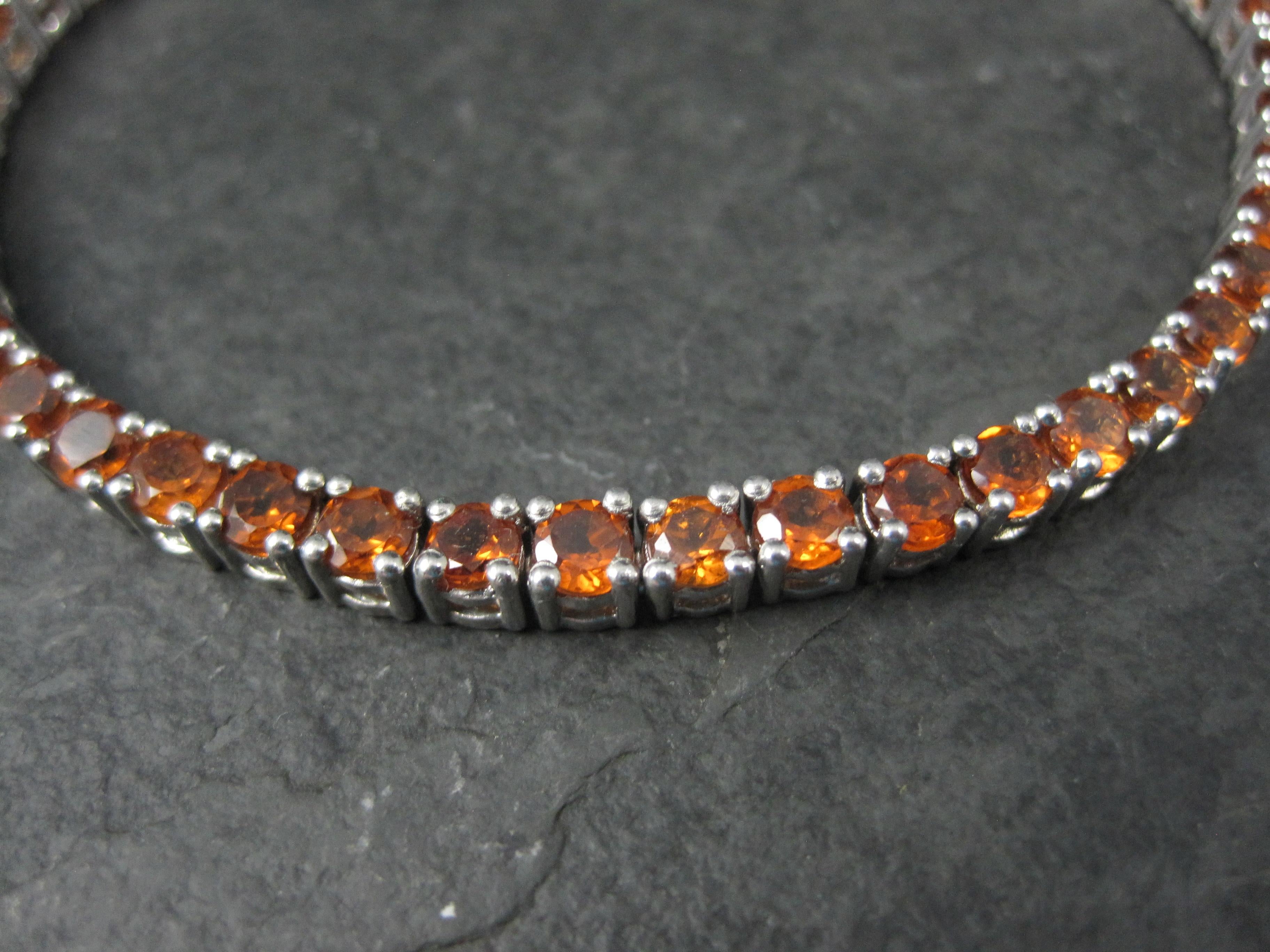 Contemporary Madeira Citrine Tennis Bracelet Sterling Silver 7.5 Inches For Sale