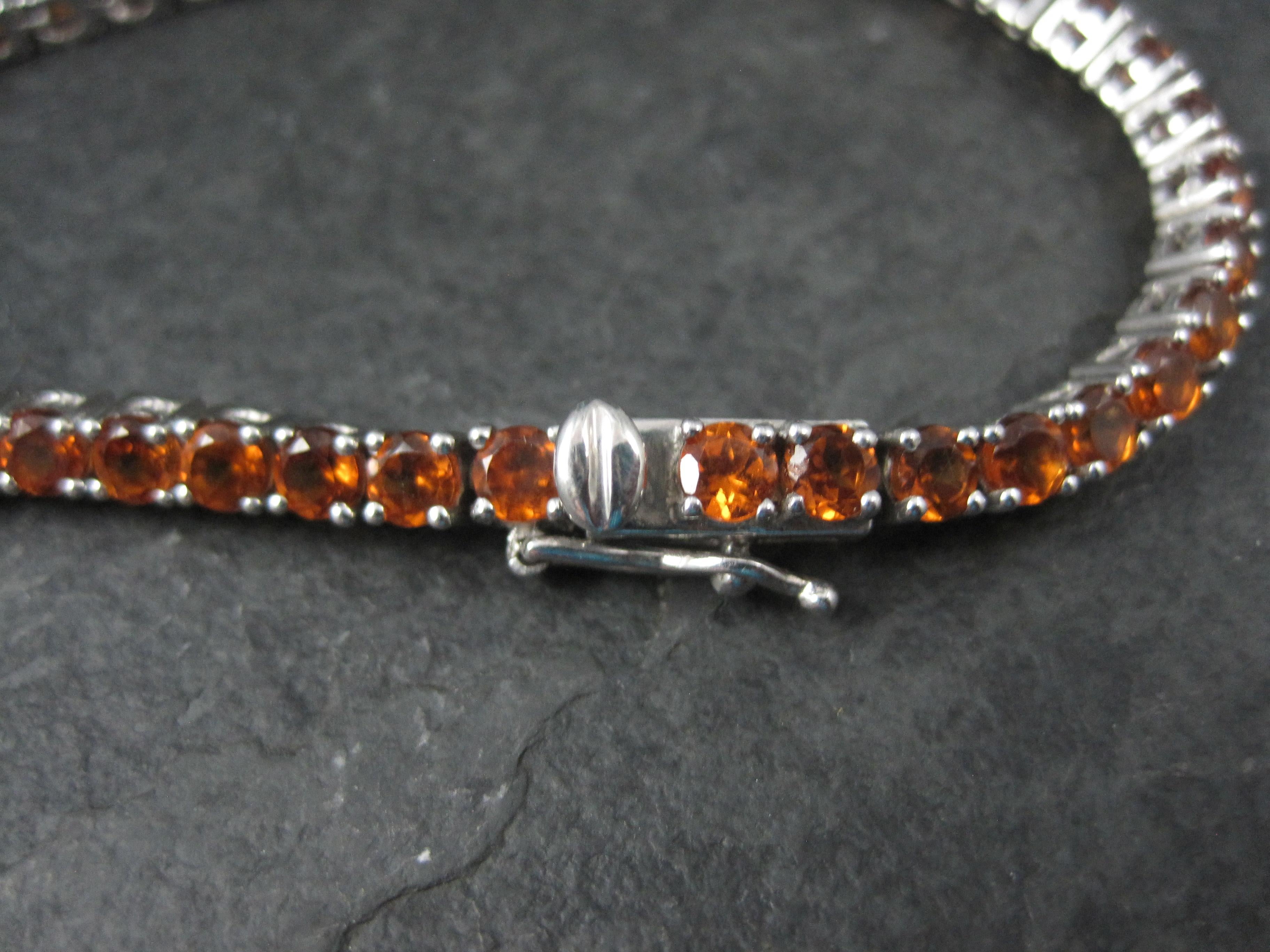 Women's Madeira Citrine Tennis Bracelet Sterling Silver 7.5 Inches For Sale