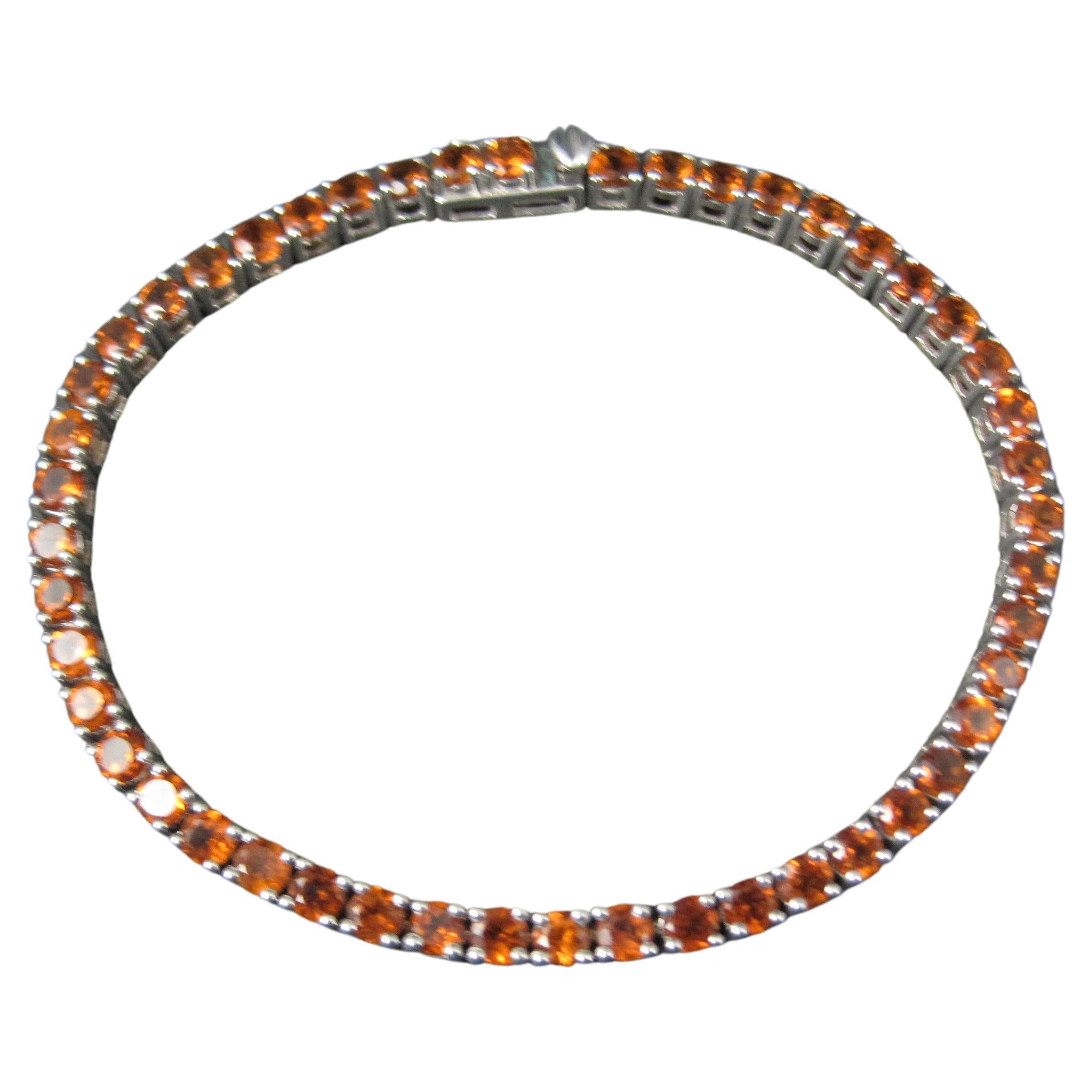 Madeira Citrine Tennis Bracelet Sterling Silver 7.5 Inches For Sale