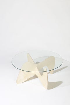 Madeira Coffee Table, Clear Glass / Birch Base