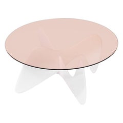 Madeira Coffee Table, Rose Glass / White Varnish