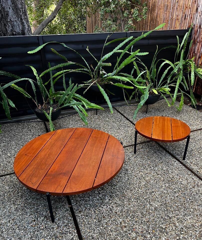 Madeira Round Side Table; Solid Plank Teak Top; Stainless Base; 26
