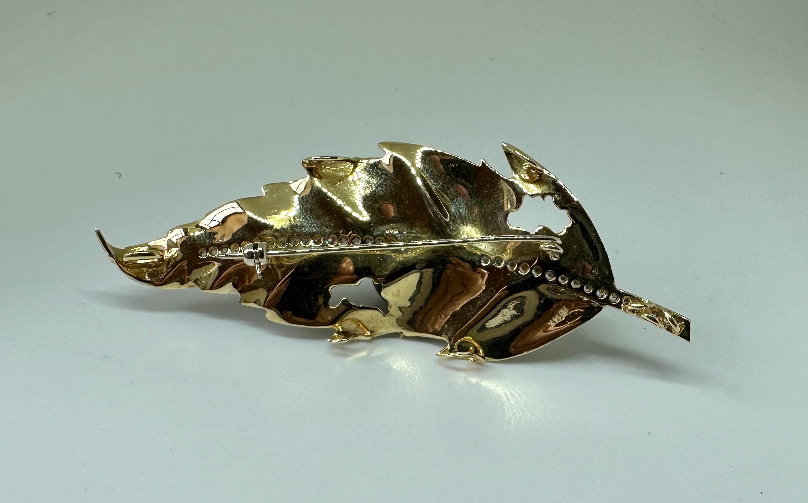 Ciondolo a forma di foglia di ragno di Madeleine Albright con diamante e perla nera in oro 14 carati in vendita 8