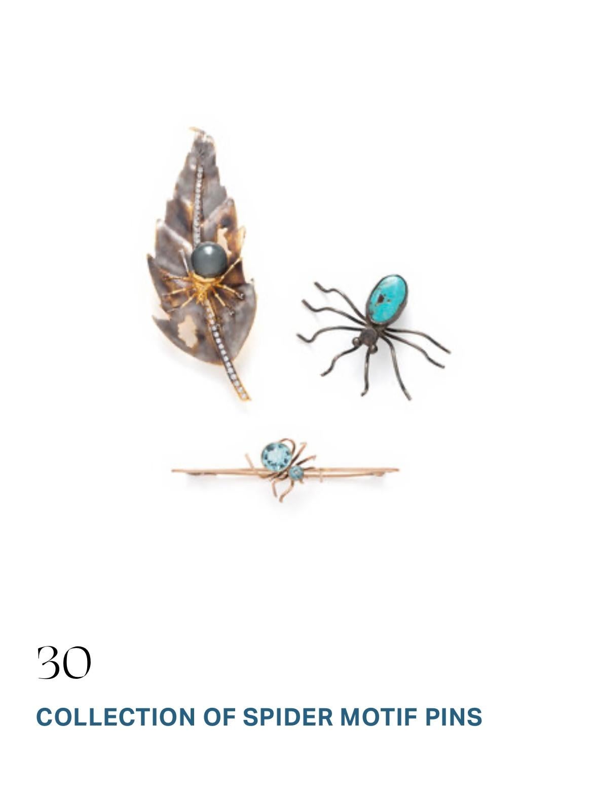 Ciondolo a forma di foglia di ragno di Madeleine Albright con diamante e perla nera in oro 14 carati in vendita 11
