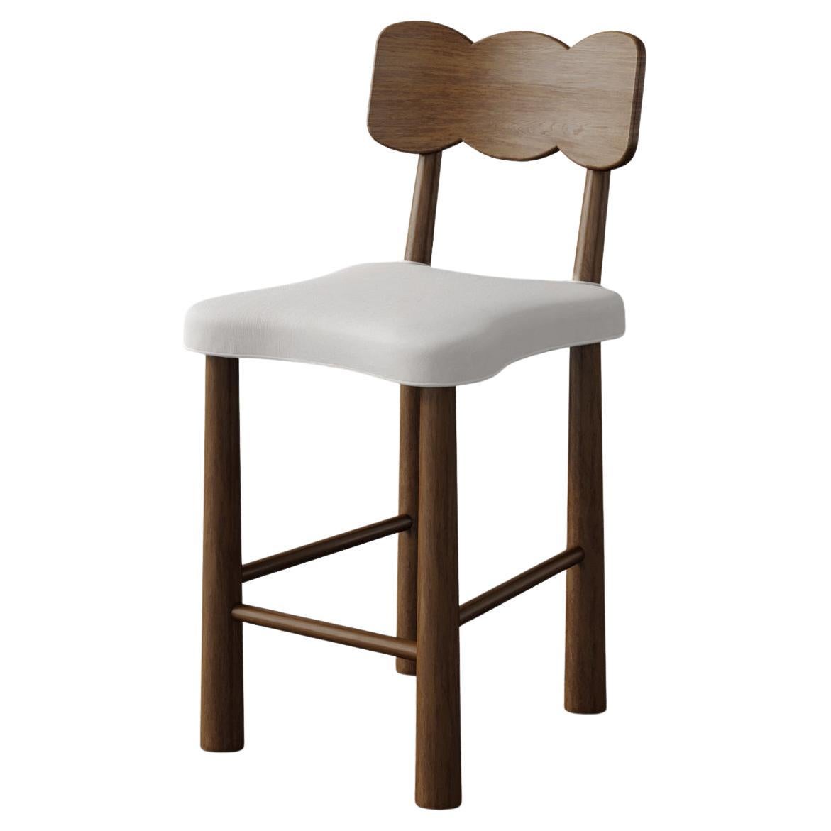 "Madeleine"  Bow Back Walnut Counter Height Stool by Christiane Lemieux