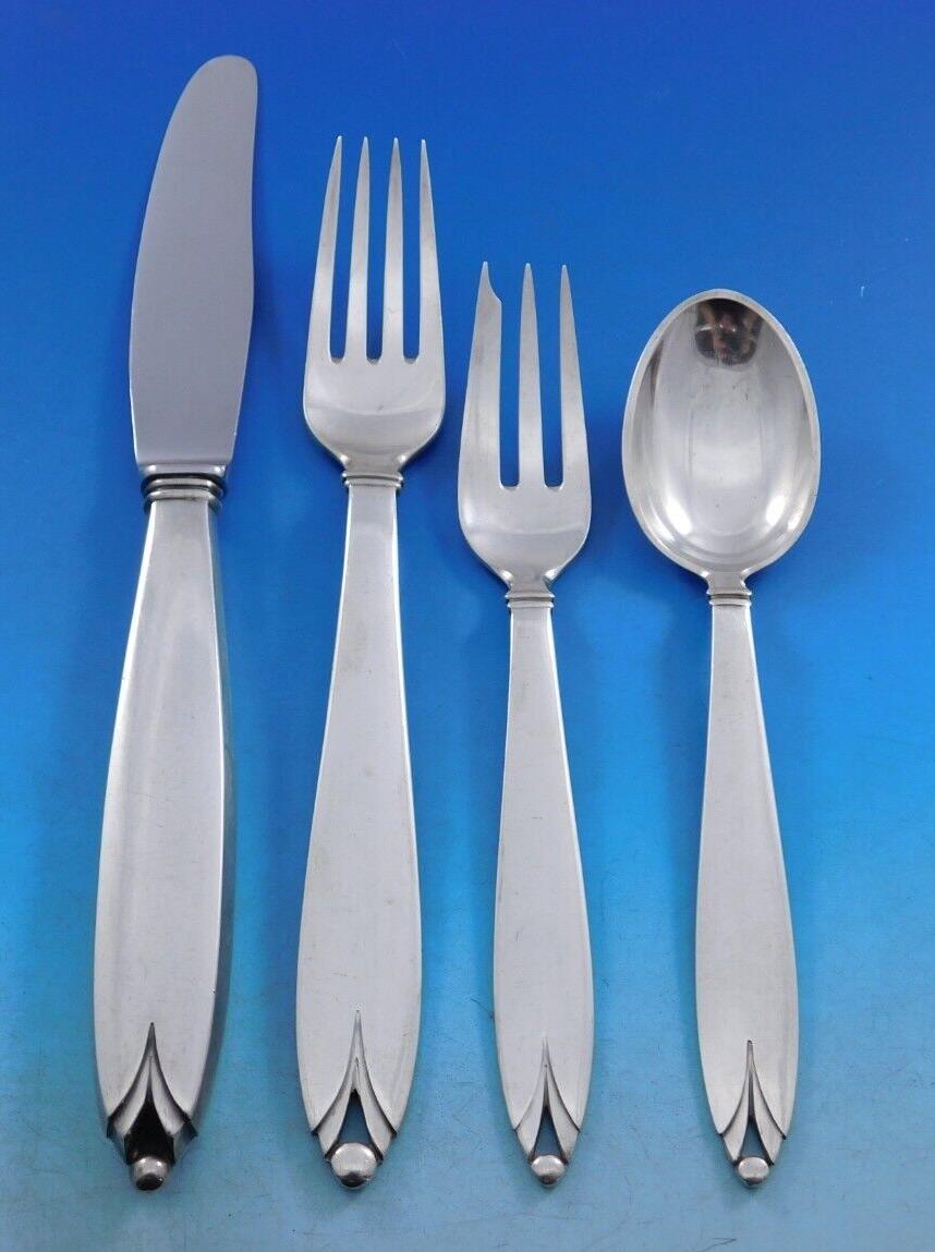 Madeleine by Peter Hertz Danish Sterling Silver Flatware Set for 8 Service 72 pc For Sale 4