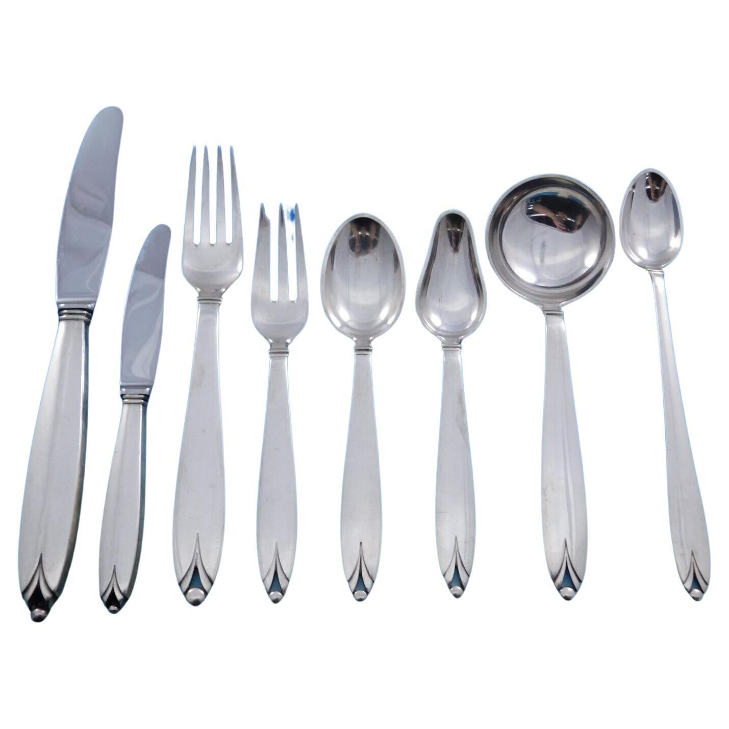 Madeleine by Peter Hertz Danish Sterling Silver Flatware Set for 8 Service 72 pc For Sale