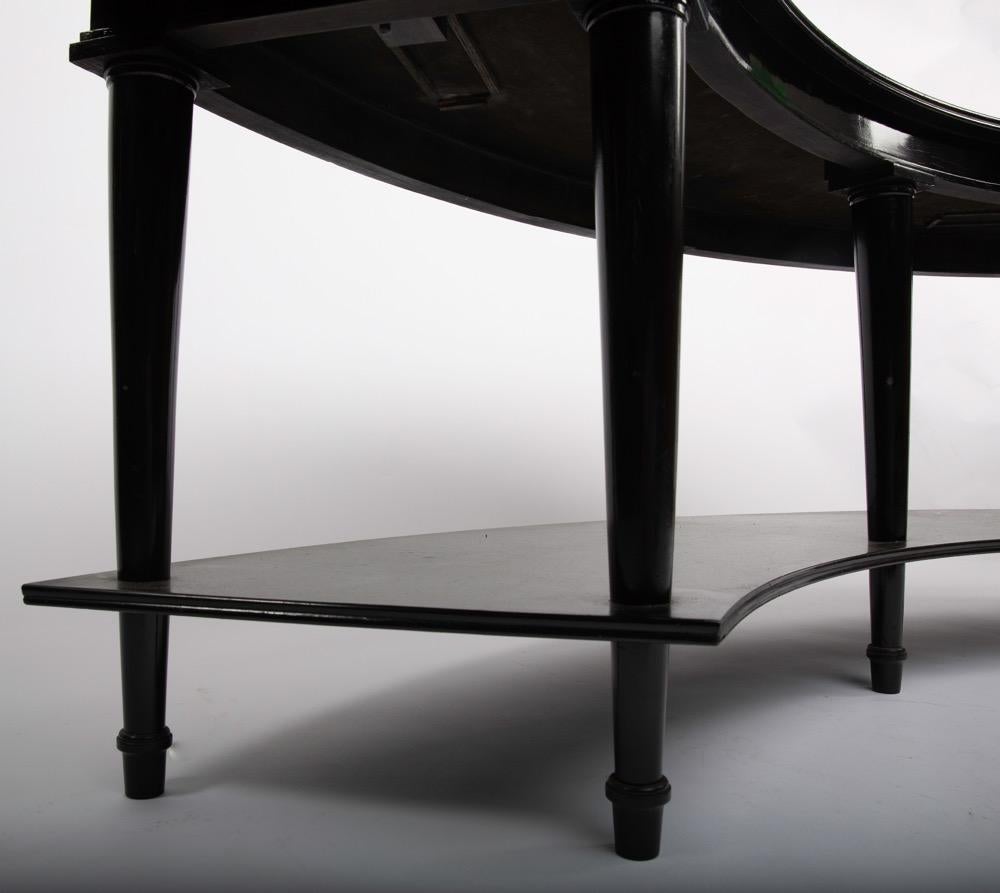 Neoclassical Madeleine Castaing, Pair of Side Tables with Foldable Ends, Black Lacquered Wood