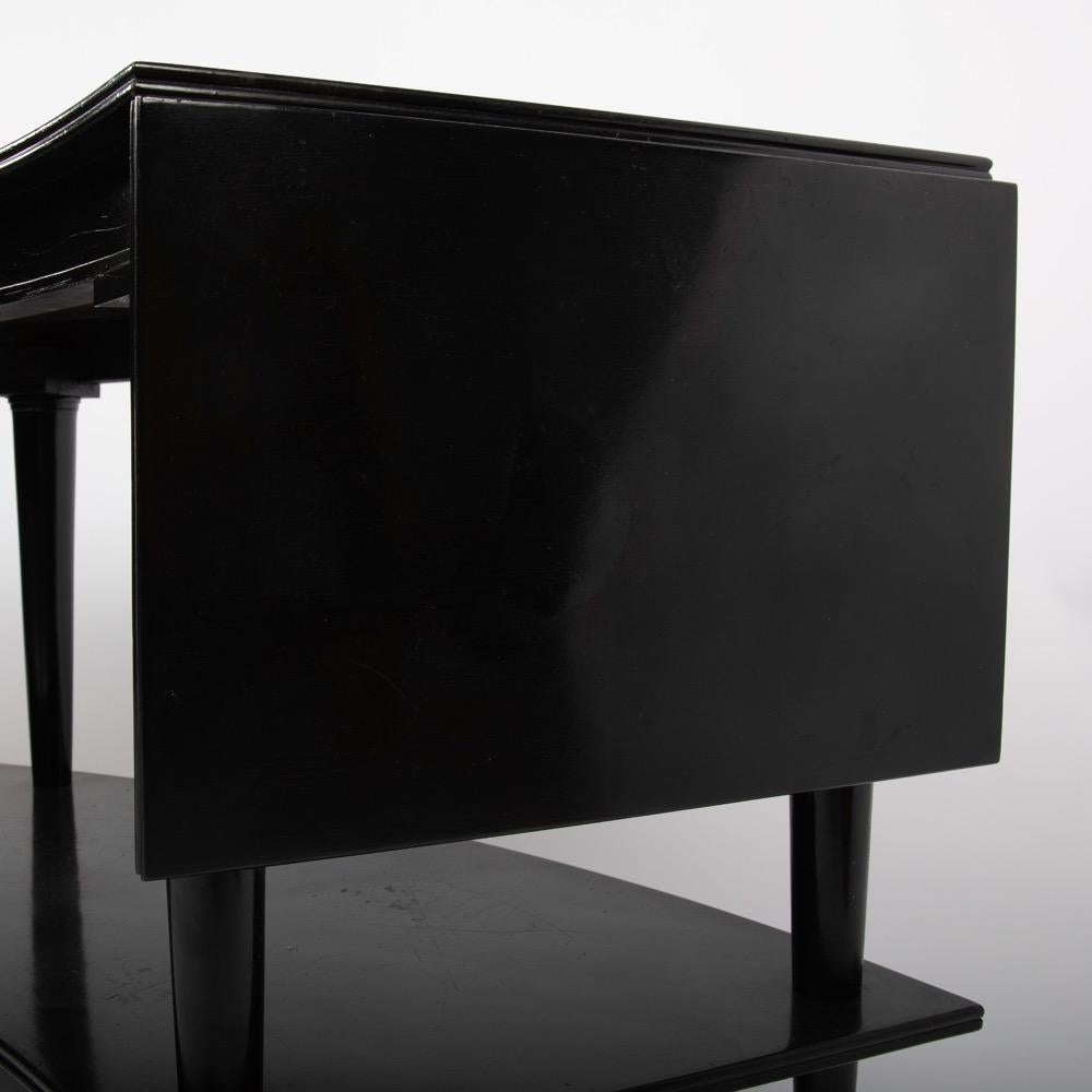 Bentwood Madeleine Castaing, Pair of Side Tables with Foldable Ends, Black Lacquered Wood