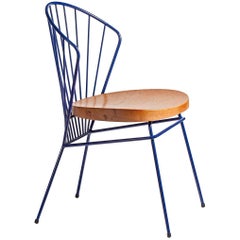 Madeleine Contemporary Chair, in stainless steel, Blue