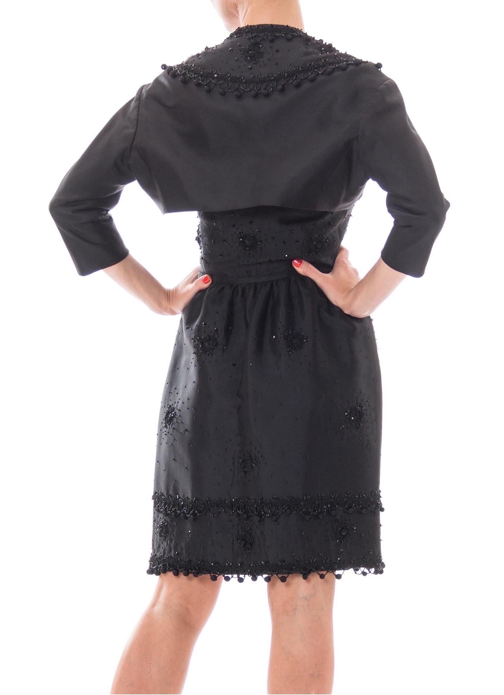 MADELEINE DE RAUCH Black Haute Couture Silk Gazzar Passementrie Beaded Cocktail For Sale 5