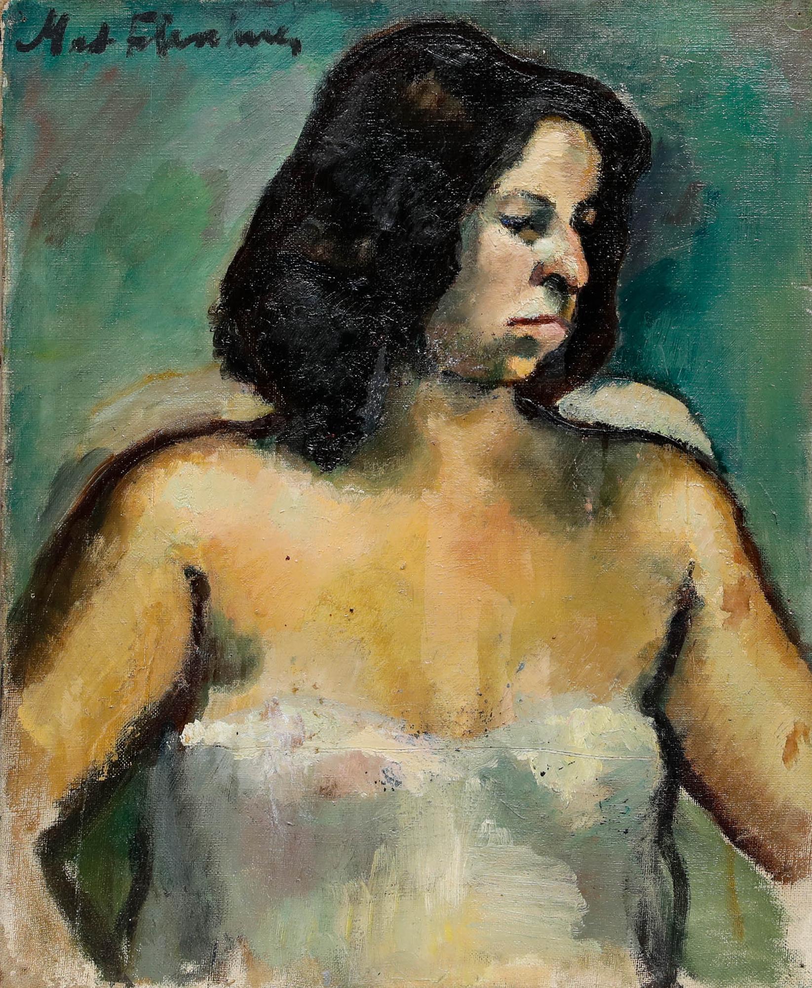 Madeleine Flaschner (1933-2022) - 1950 Oil, Femme Espagnole For Sale 1
