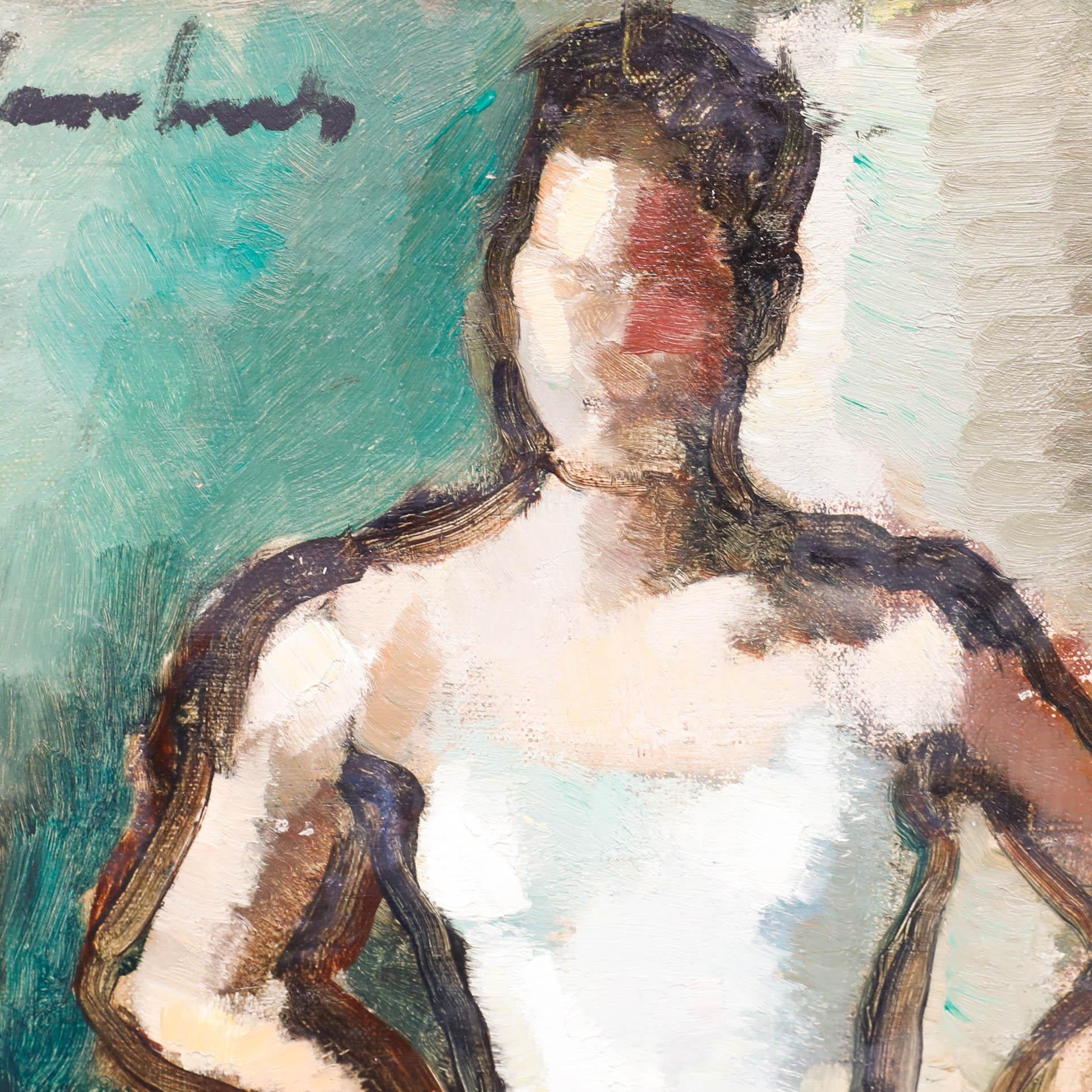 Madeleine Flaschner (1933-2022) - 1950 Öl, Die Ballerina im Angebot 2