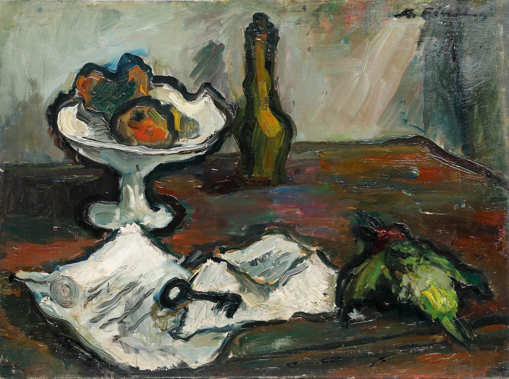 Madeleine Flaschner (1933-2022) - 1960 Oil, Still Life with Key For Sale 1