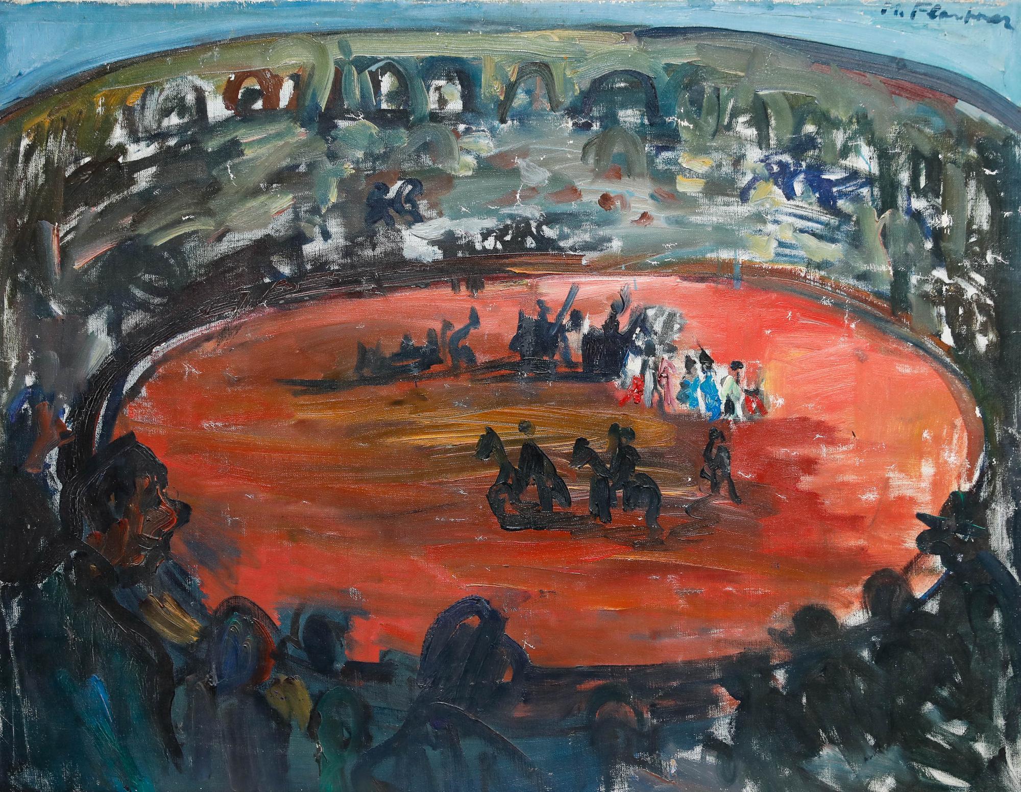 Madeleine Flaschner (1933-2022) - 20. Jahrhundert Öl, Die Zirkusmanege im Angebot 1