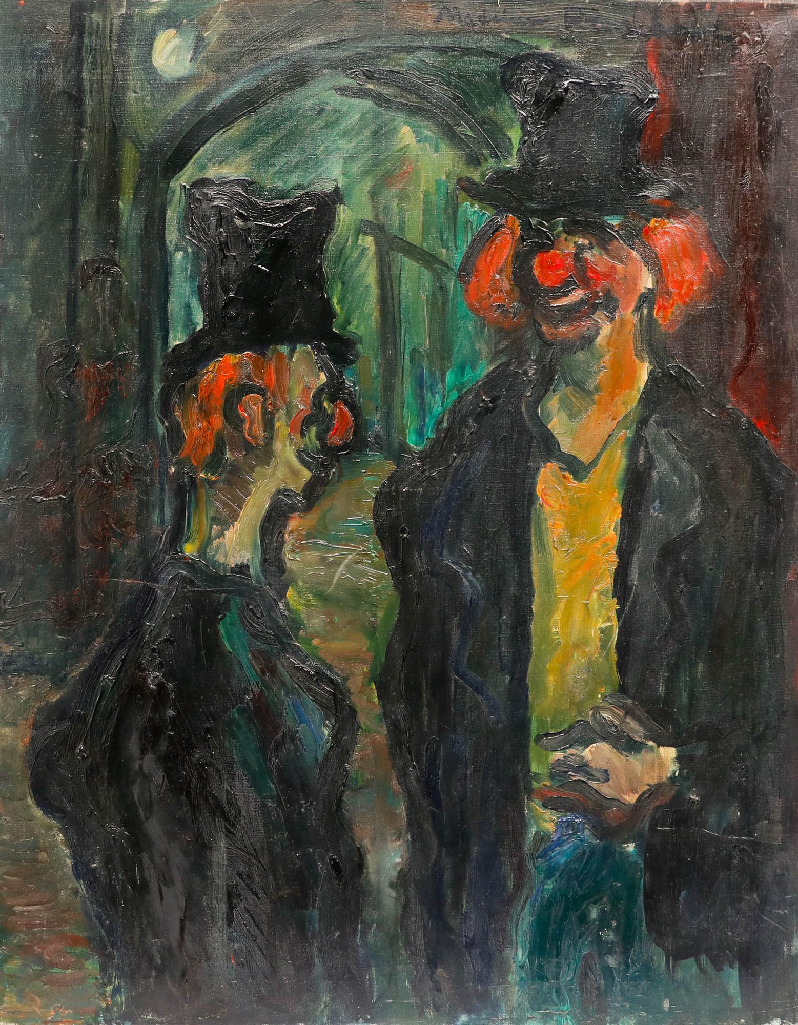 Madeleine Flaschner (1933-2022) - Mid 20th Century Oil, Clowns For Sale 1