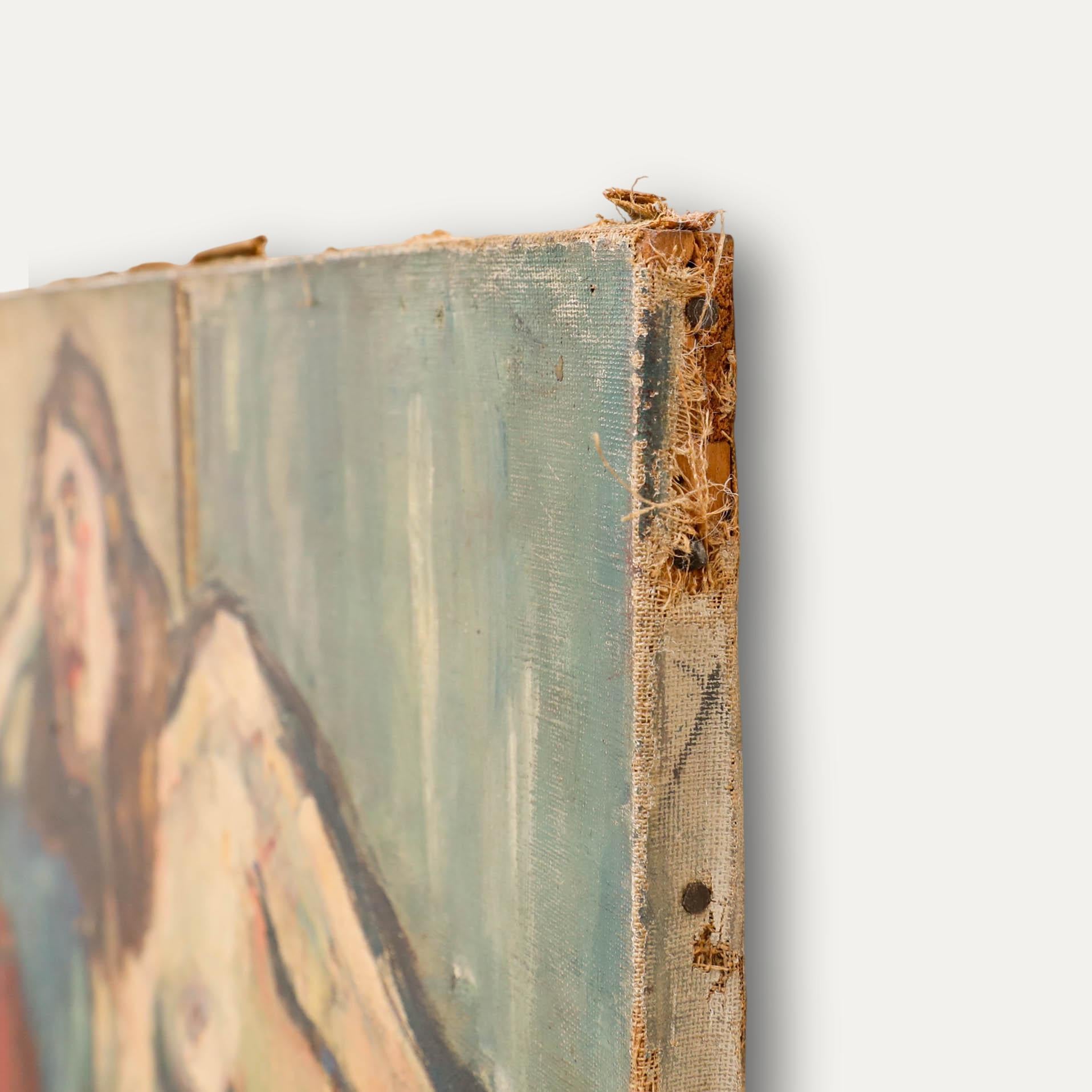 Madeleine Flaschner (1933-2022) - Mid 20th Century Oil, Nude on Chair For Sale 4
