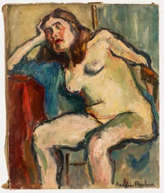 Madeleine Flaschner (1933-2022) - Mid 20th Century Oil, Nude on Chair