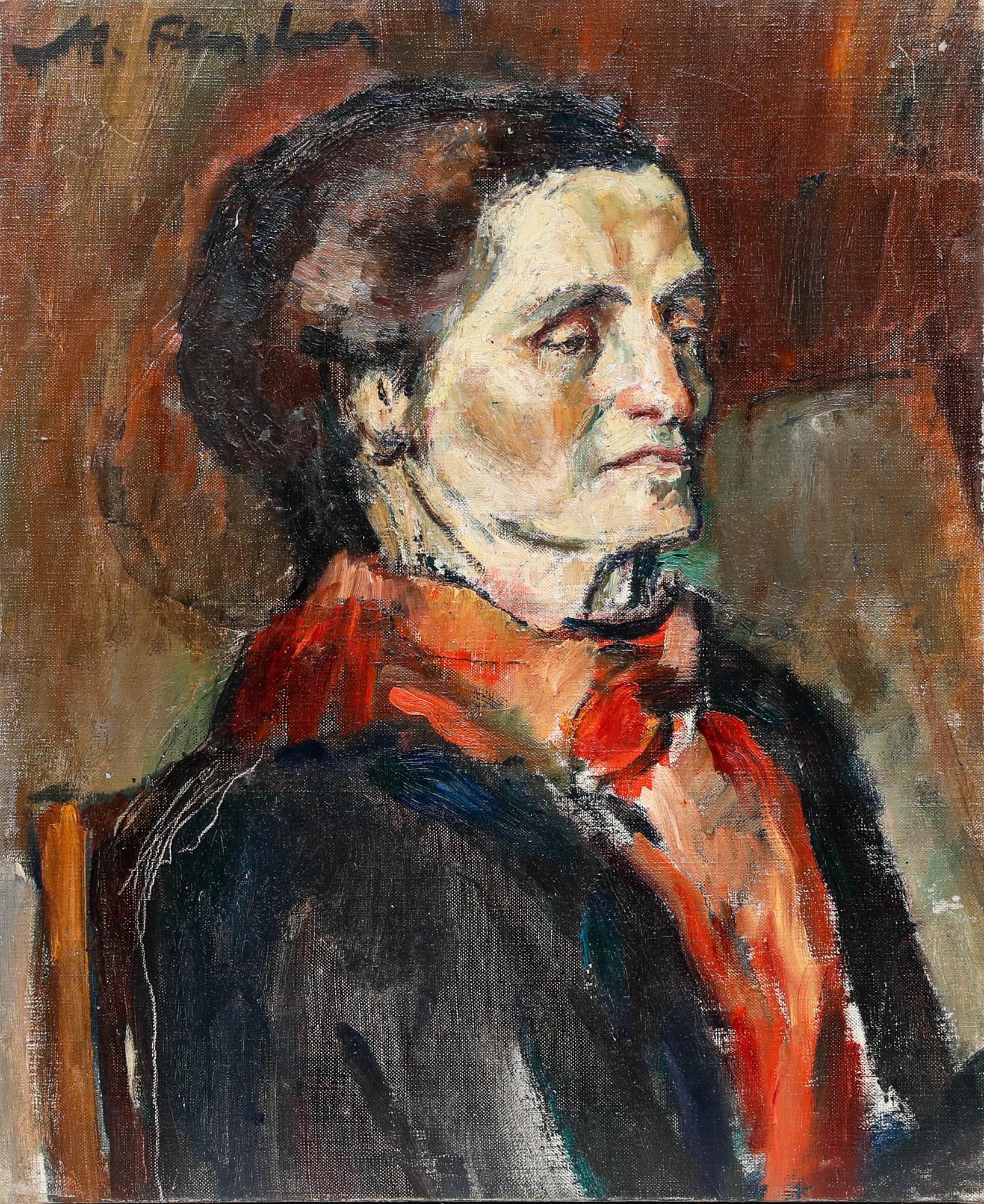 Madeleine Flaschner (1933-2022) - Mid 20th Century Oil, Portrait of a Woman For Sale 1